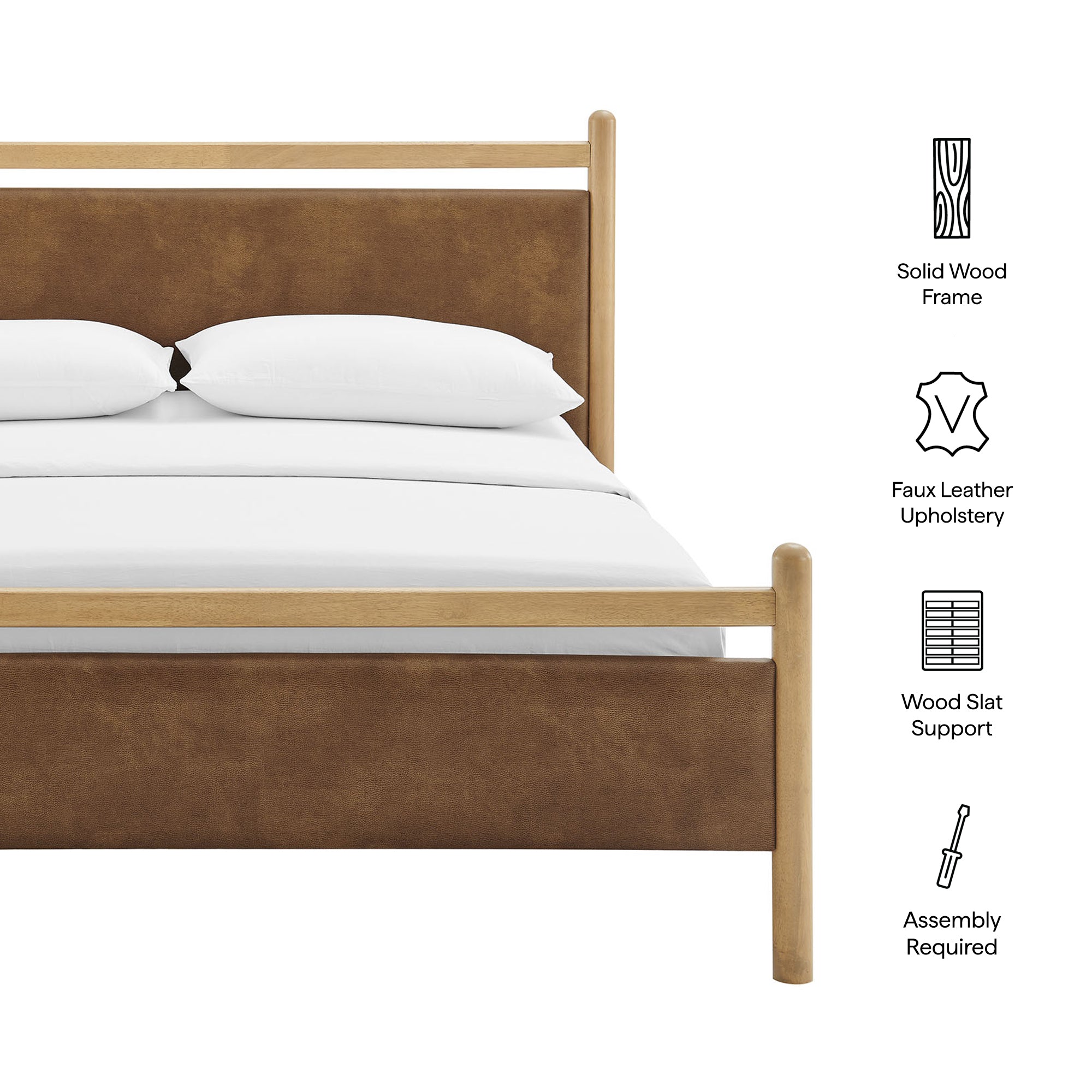 Modway Ginny Queen Size Vegan Leather Platform Bed Frame