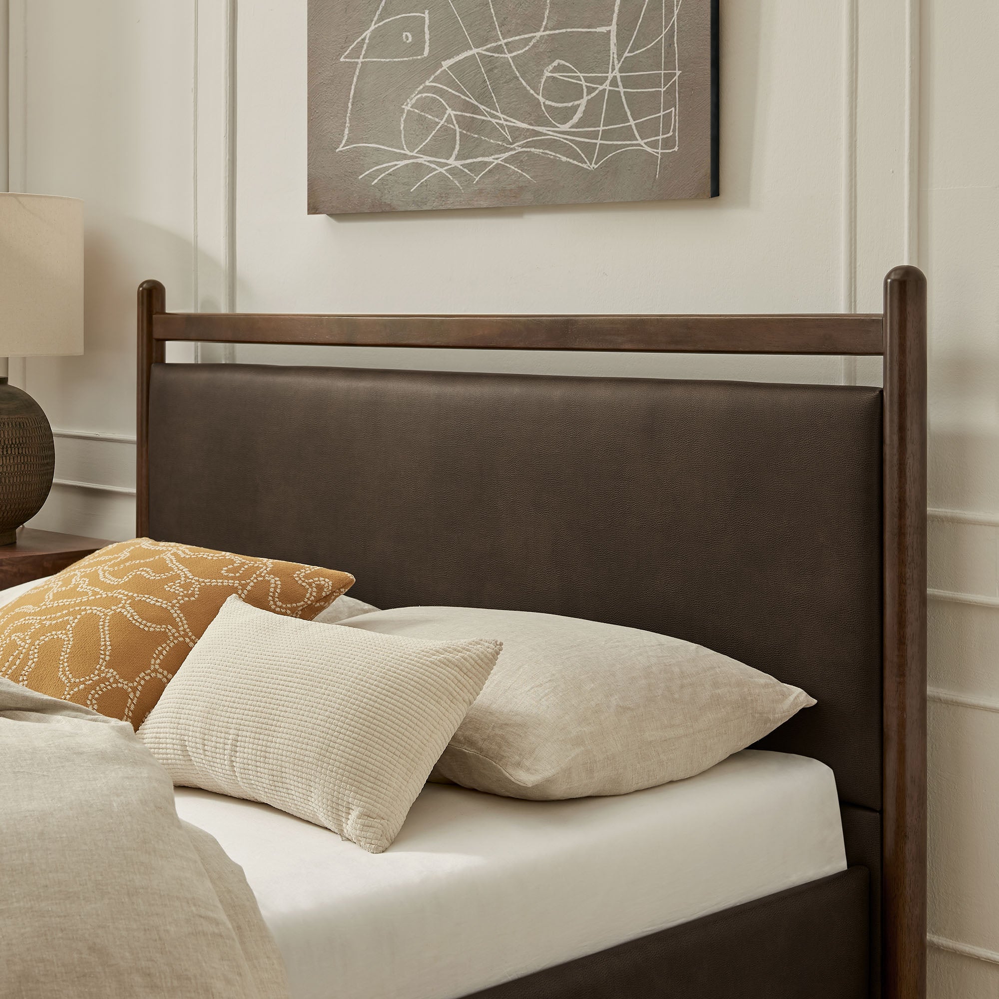 Modway Ginny Queen Size Vegan Leather Platform Bed Frame