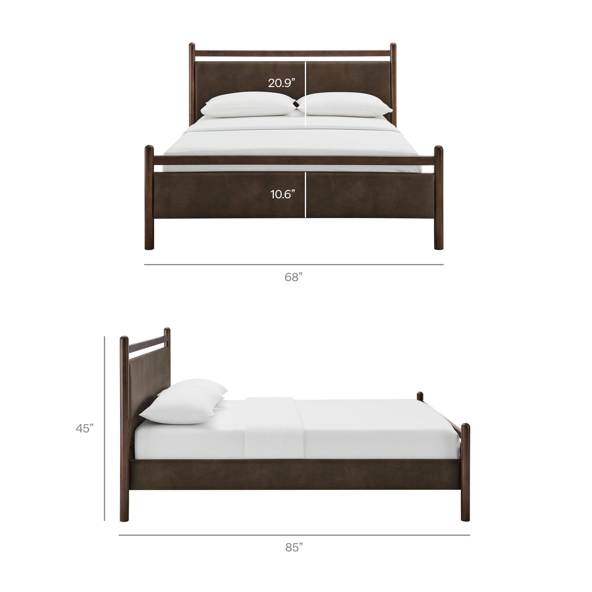 Modway Ginny Queen Size Vegan Leather Platform Bed Frame