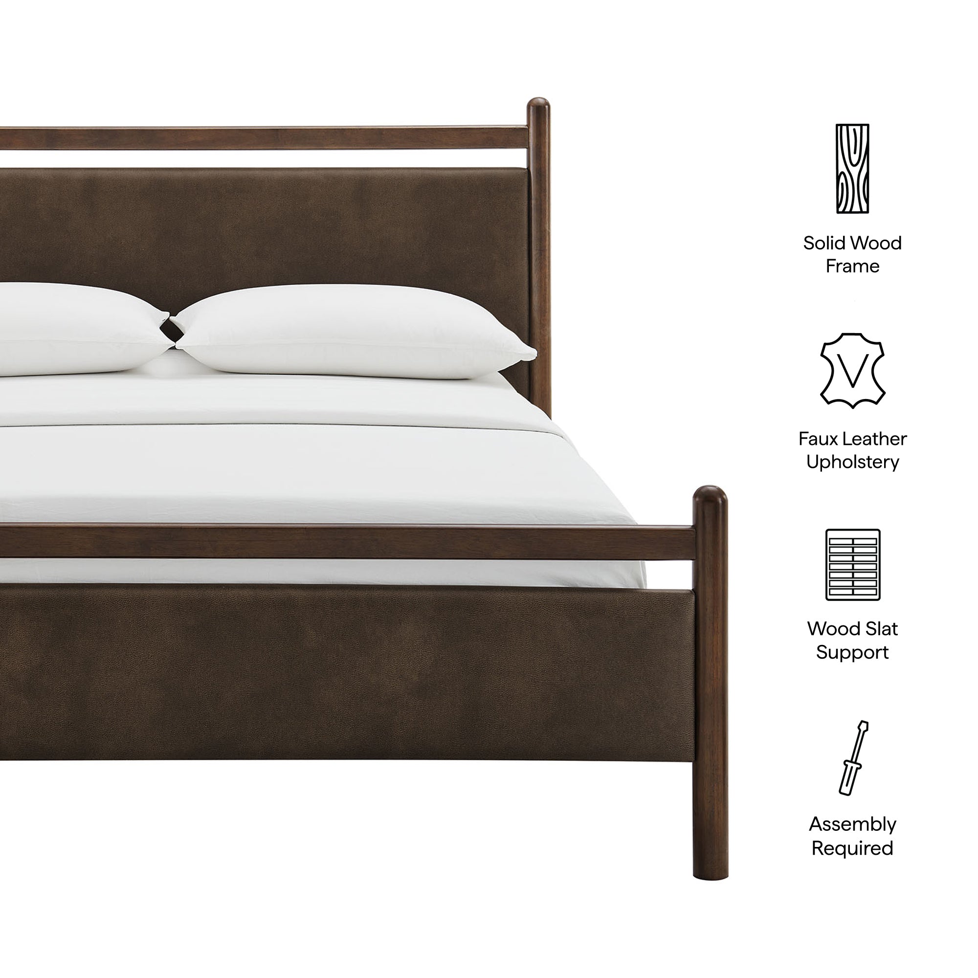 Modway Ginny King Size Vegan Leather Platform Bed Frame