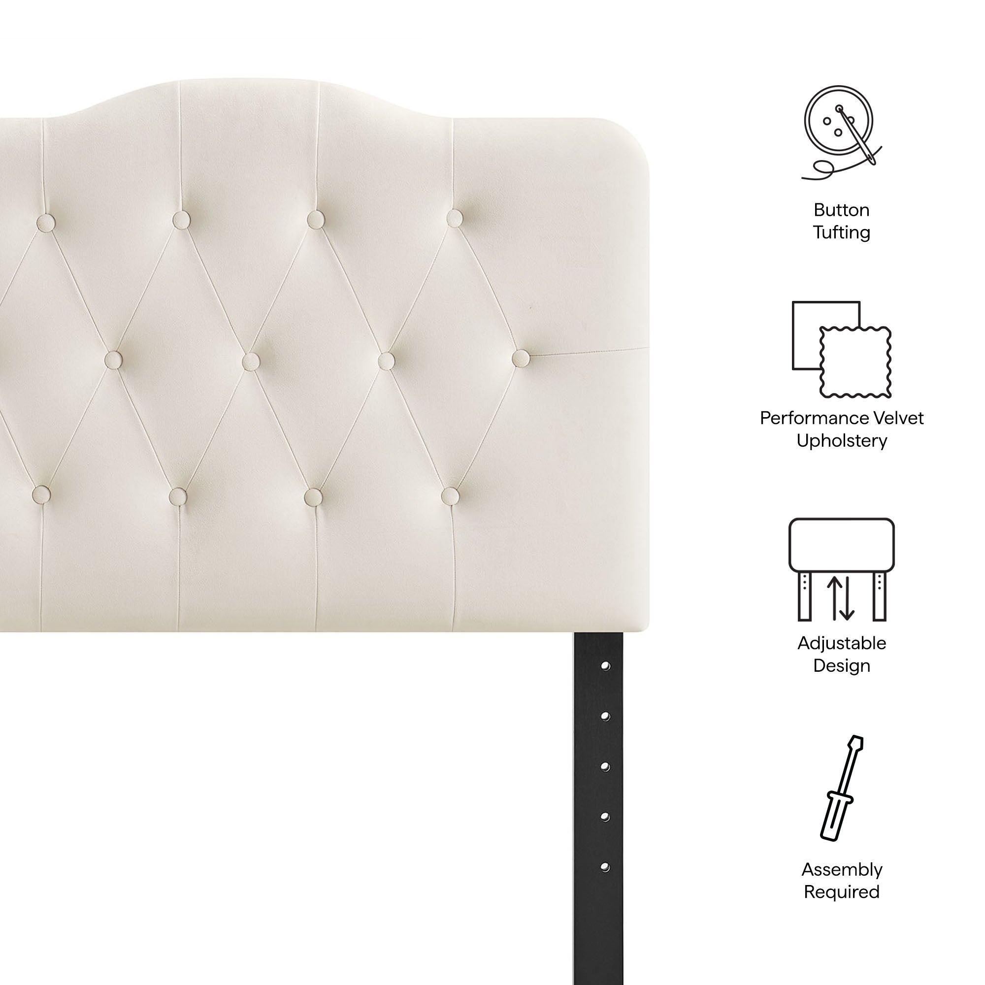 Modway MOD-7264 Annabel Stain-Resistant Performance Velvet Twin Headboard