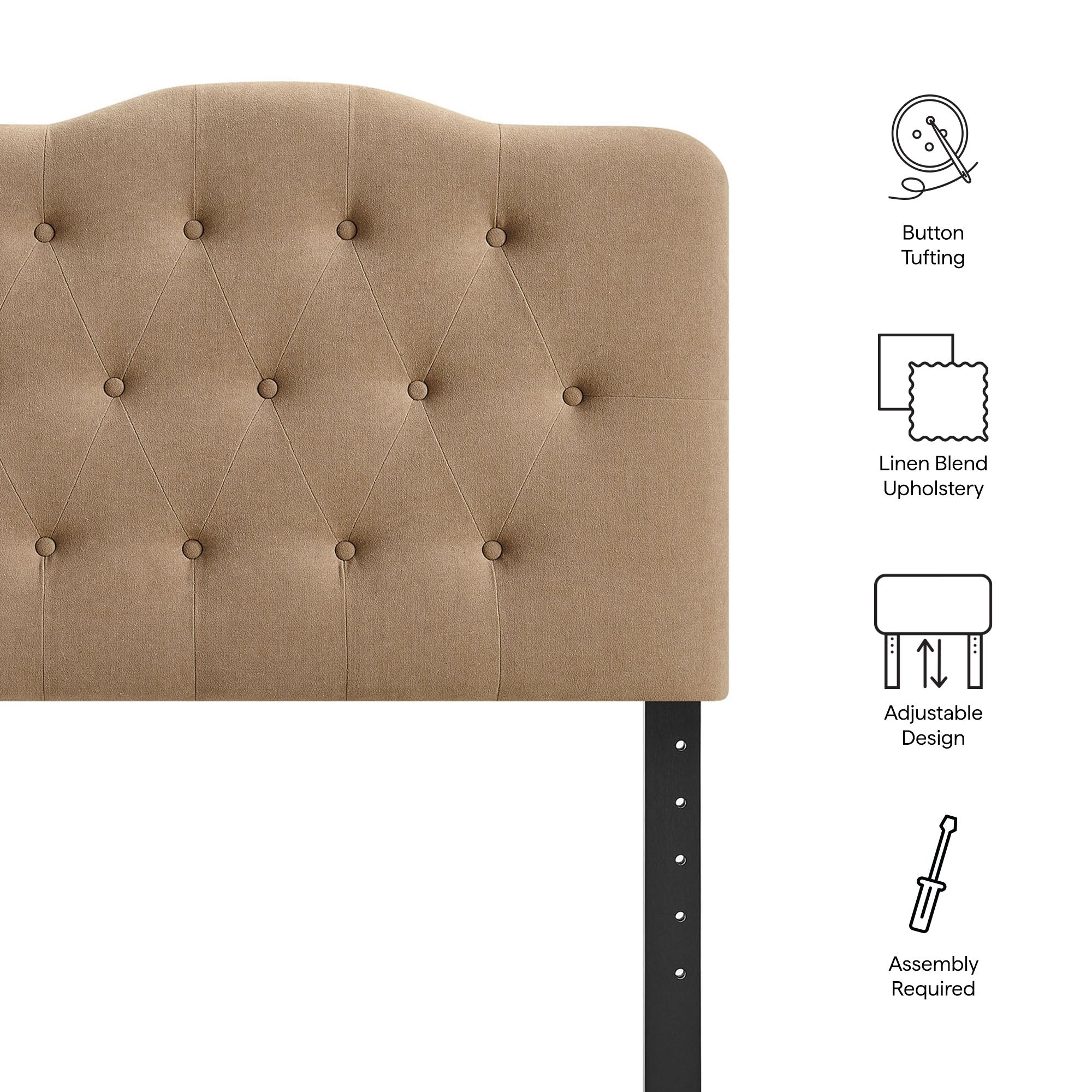 Modway MOD-7265 Annabel Premium Linen Blend Twin Headboard