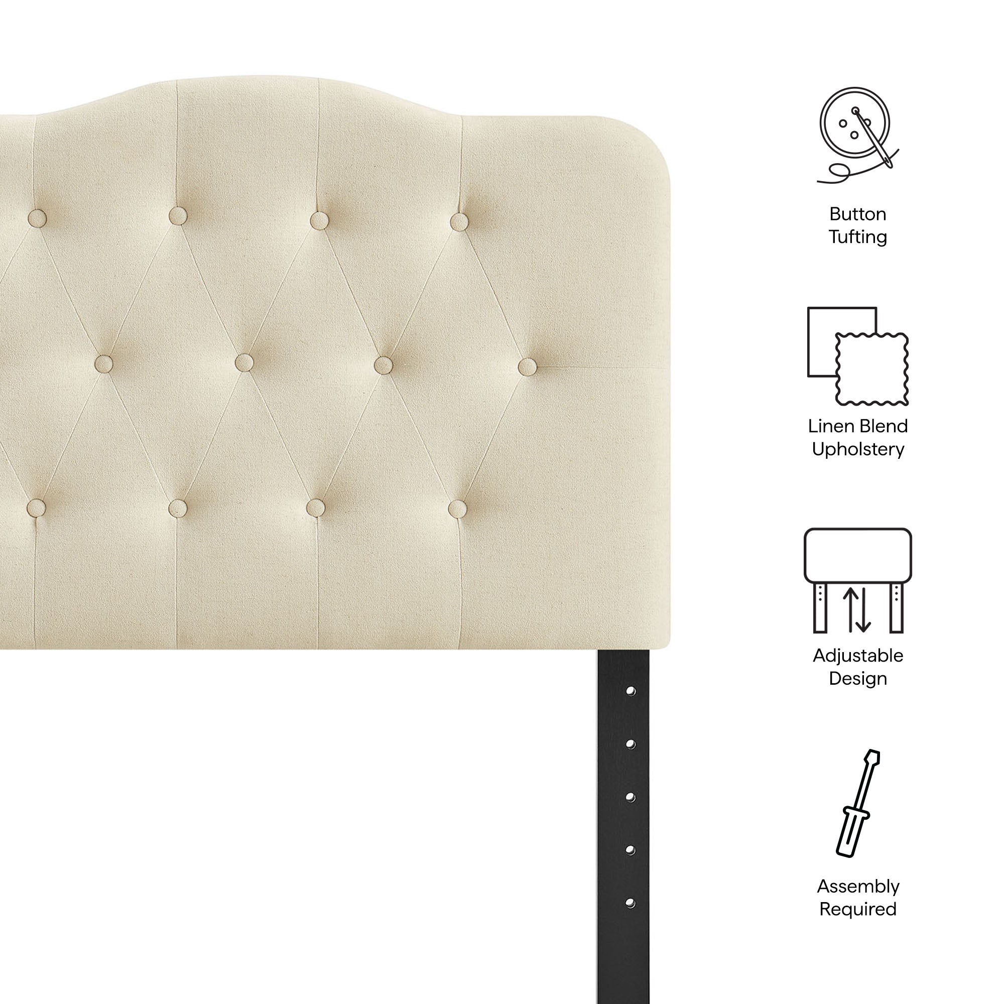 Modway MOD-7265 Annabel Premium Linen Blend Twin Headboard
