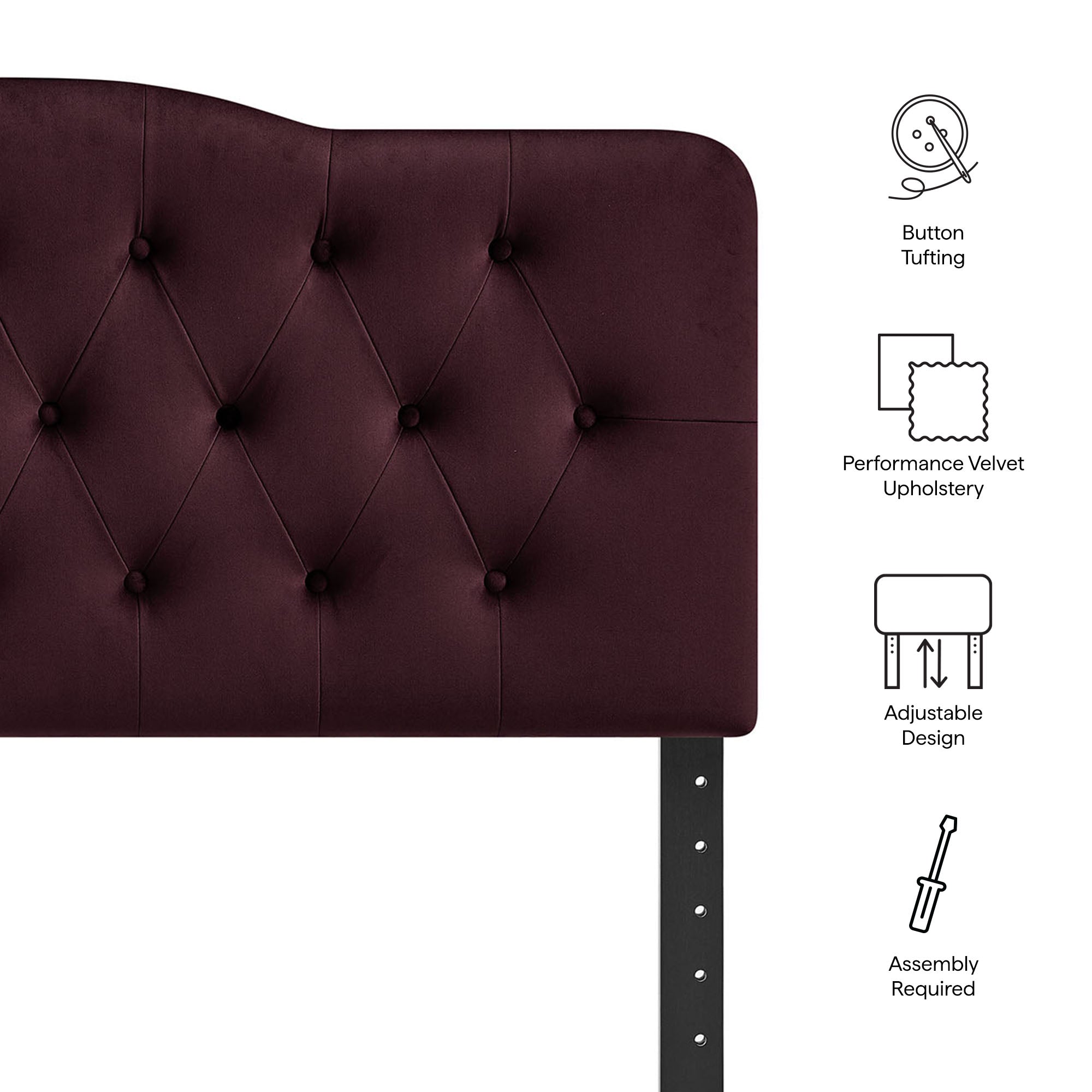 Modway MOD-7267 Annabel Stain-Resistant Performance Velvet Full Headboard