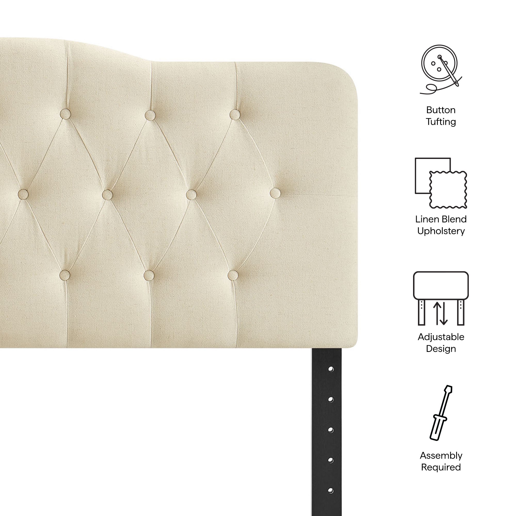 Modway MOD-7271 Annabel Premium Linen Blend Queen Headboard