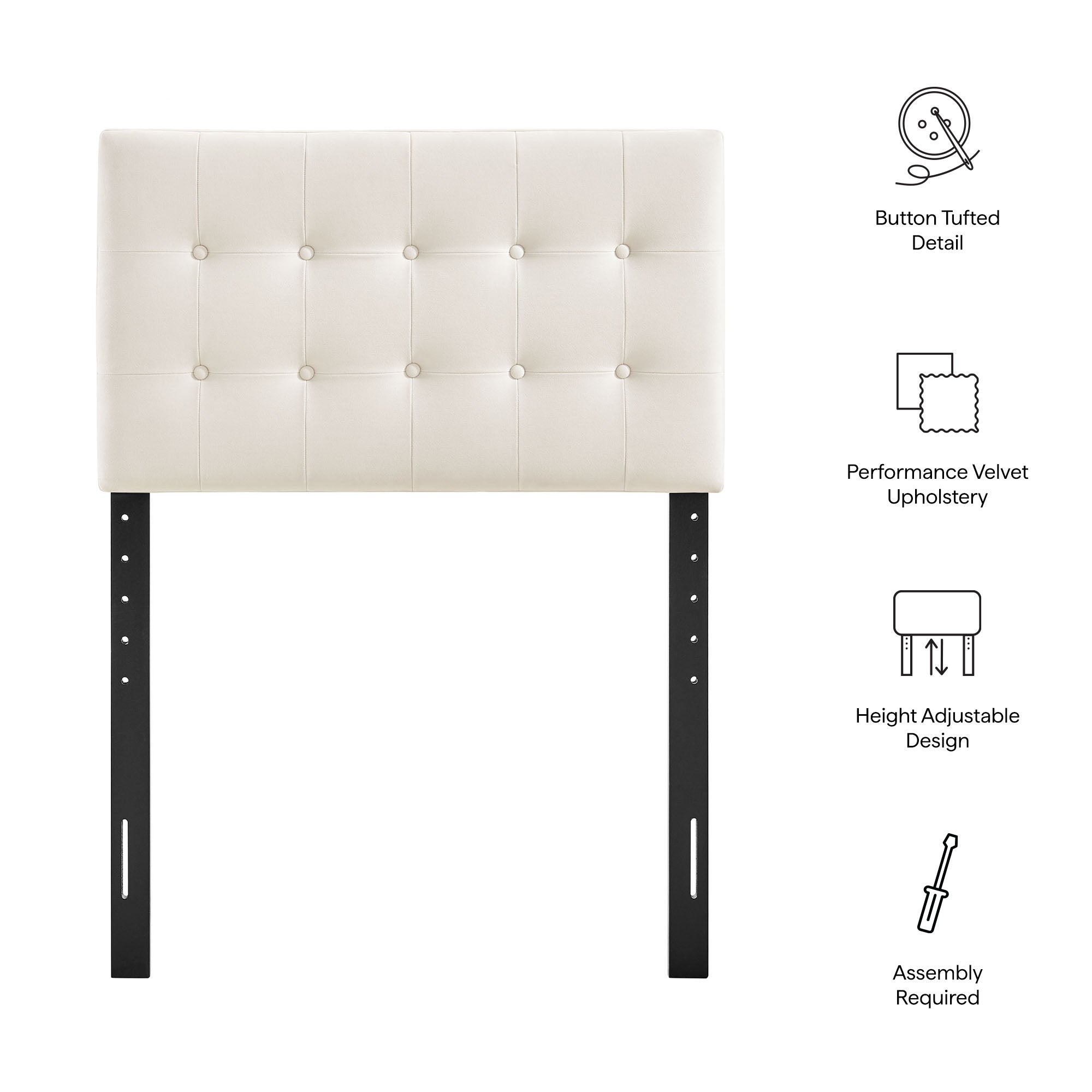 Modway MOD-7280 Emily Stain-Resistant Performance Velvet Twin Size Headboard