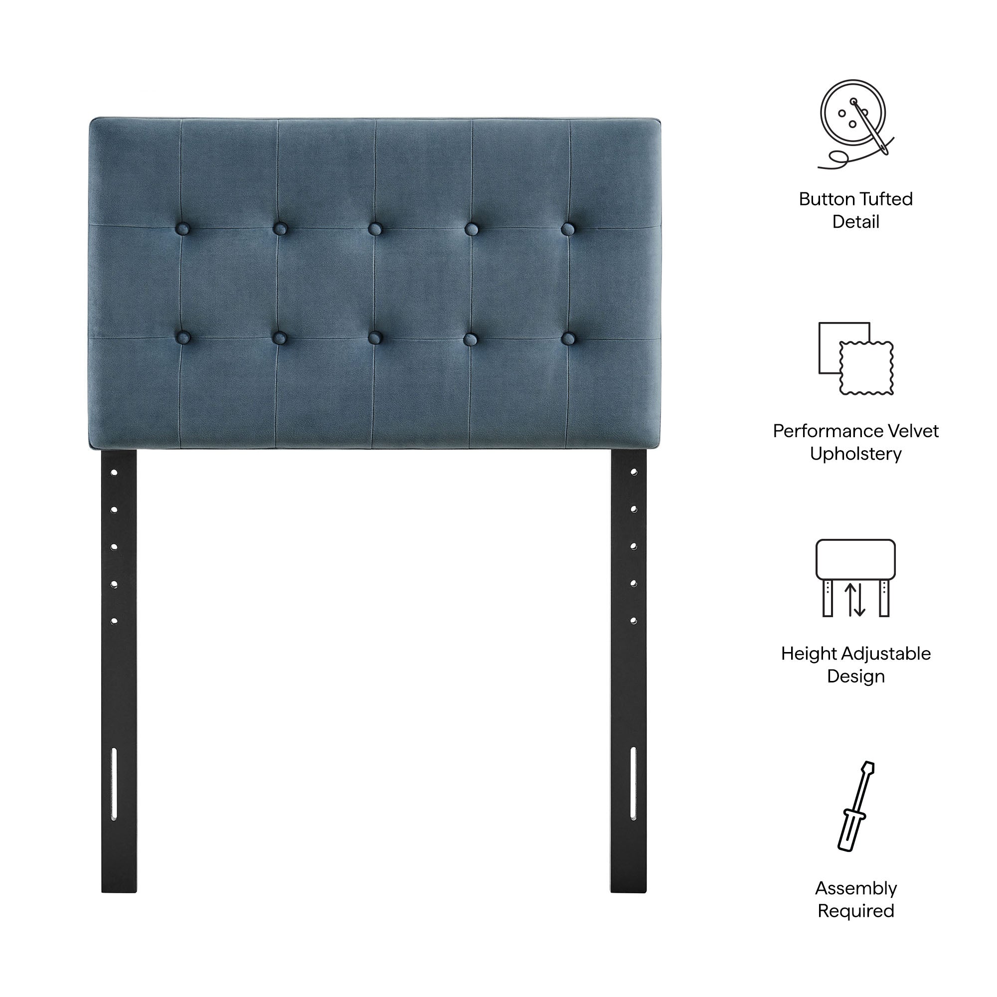 Modway MOD-7280 Emily Stain-Resistant Performance Velvet Twin Size Headboard
