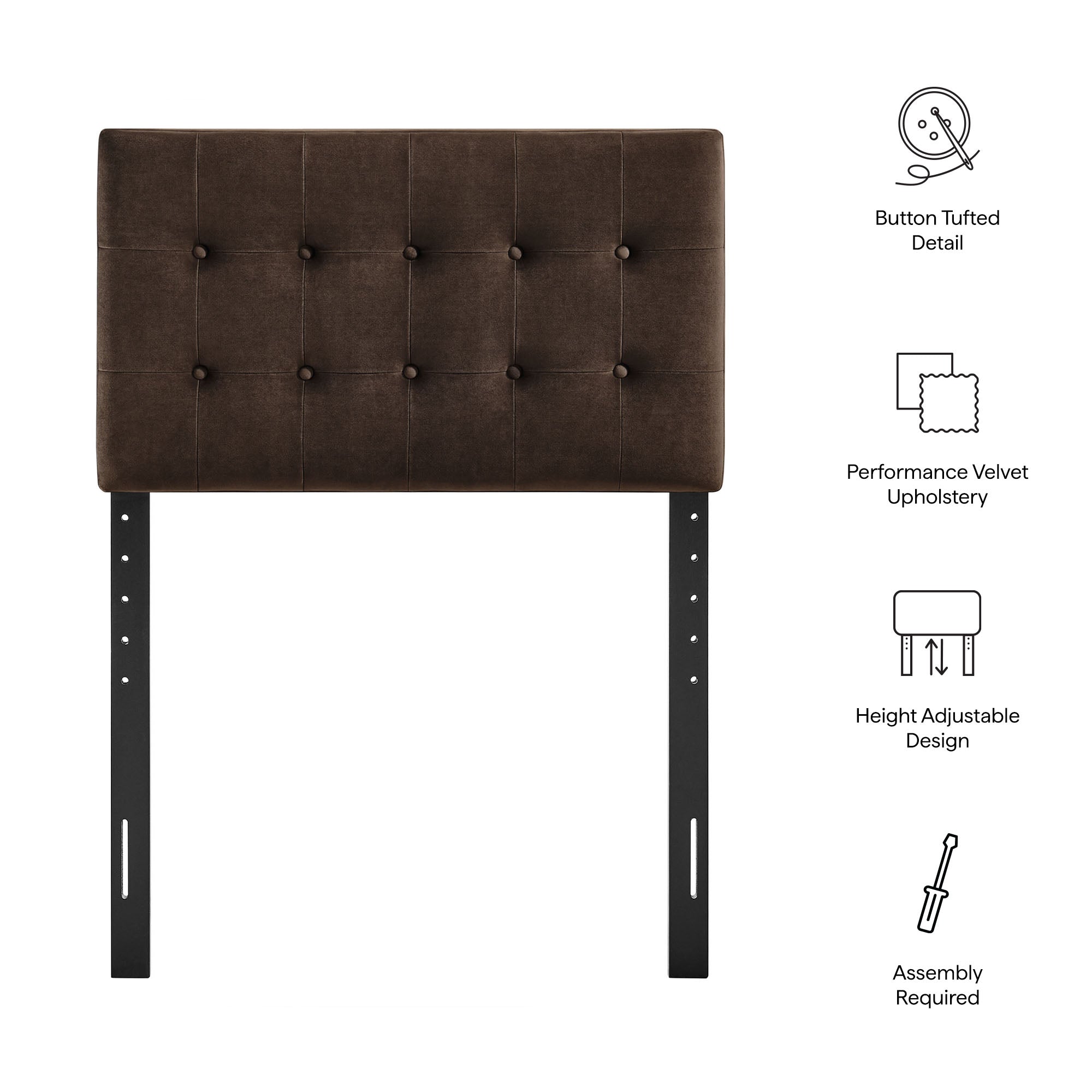 Modway MOD-7280 Emily Stain-Resistant Performance Velvet Twin Size Headboard