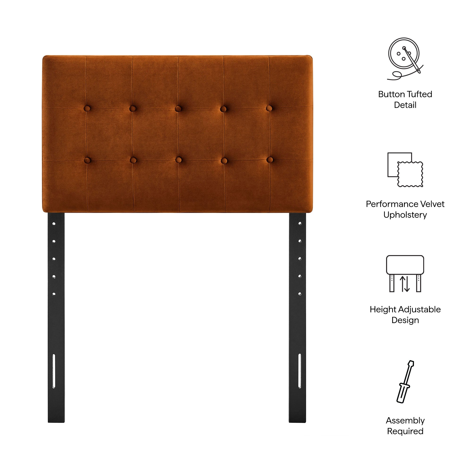 Modway MOD-7280 Emily Stain-Resistant Performance Velvet Twin Size Headboard