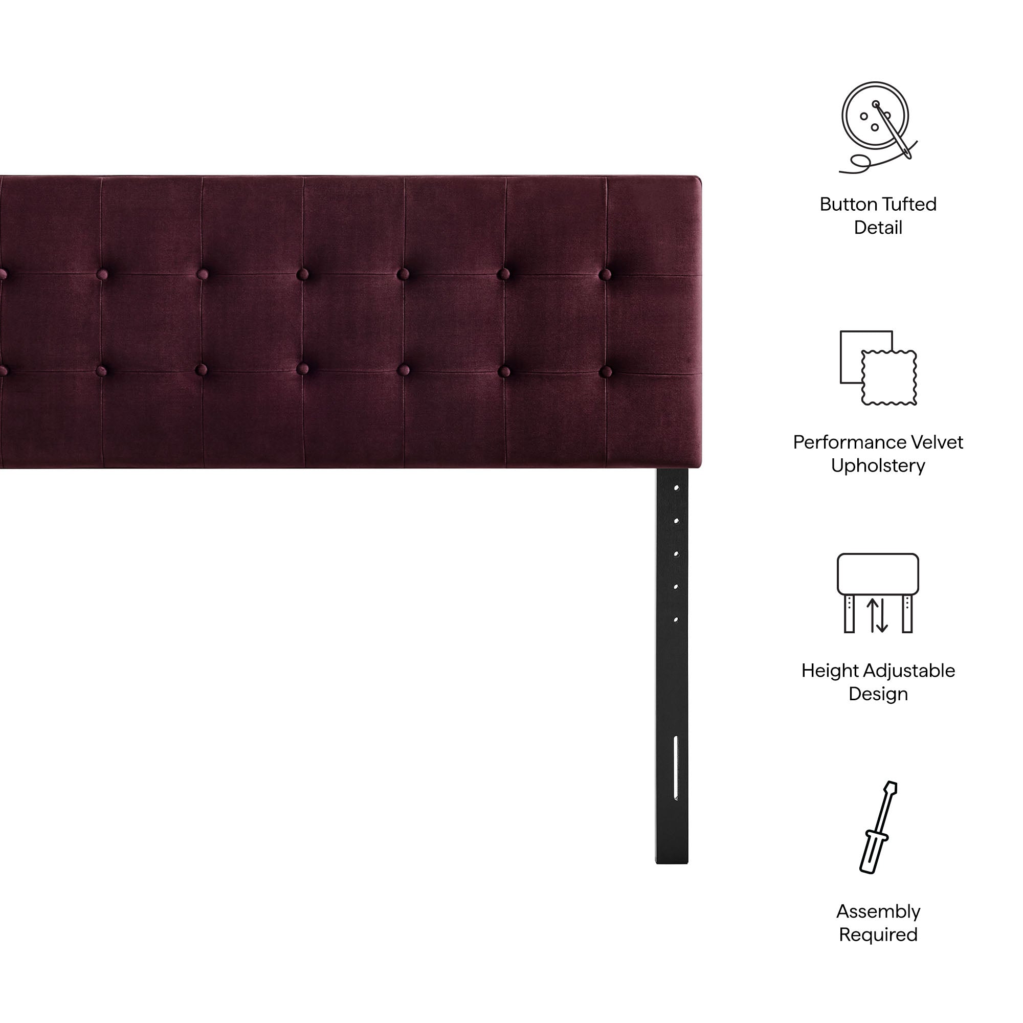 Modway MOD-7282 Emily Stain-Resistant Performance Velvet Full Size Headboard