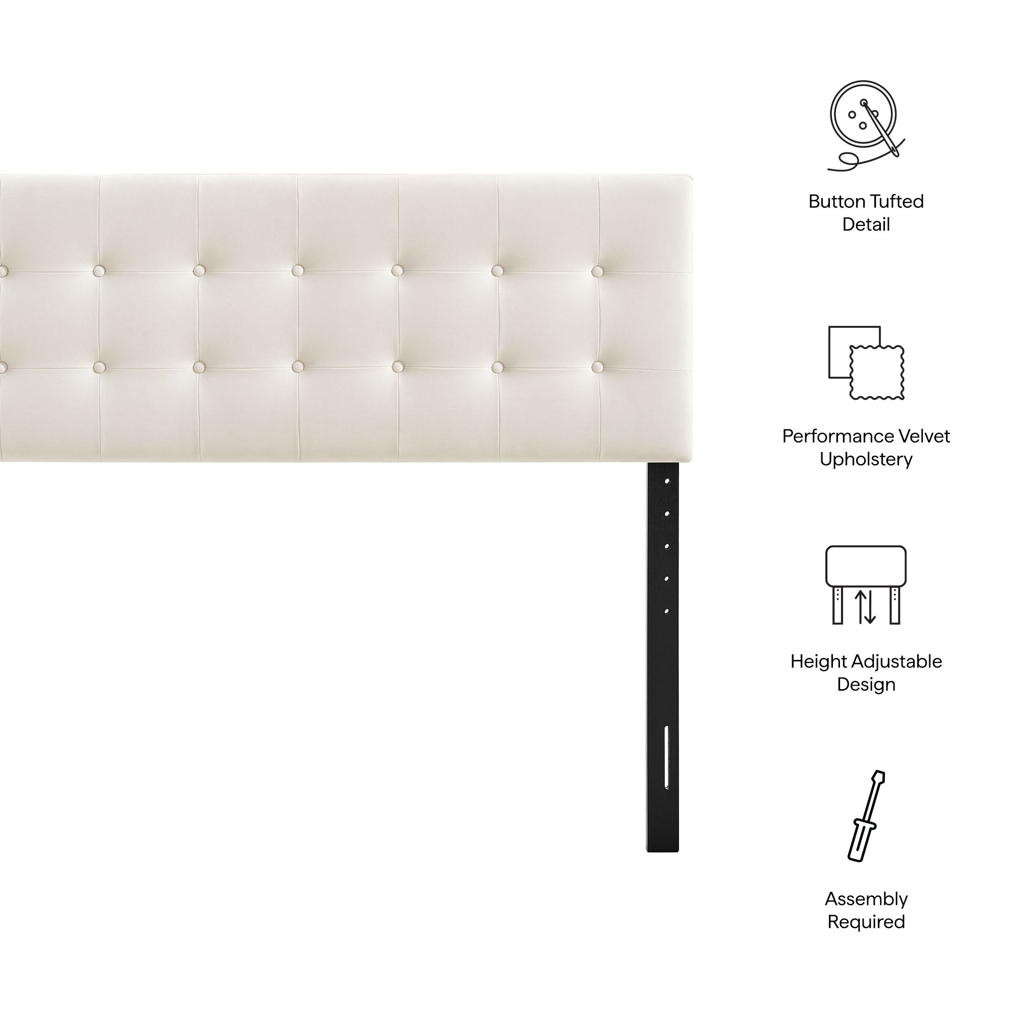 Modway MOD-7284 Emily Stain-Resistant Performance Velvet Queen Size Headboard
