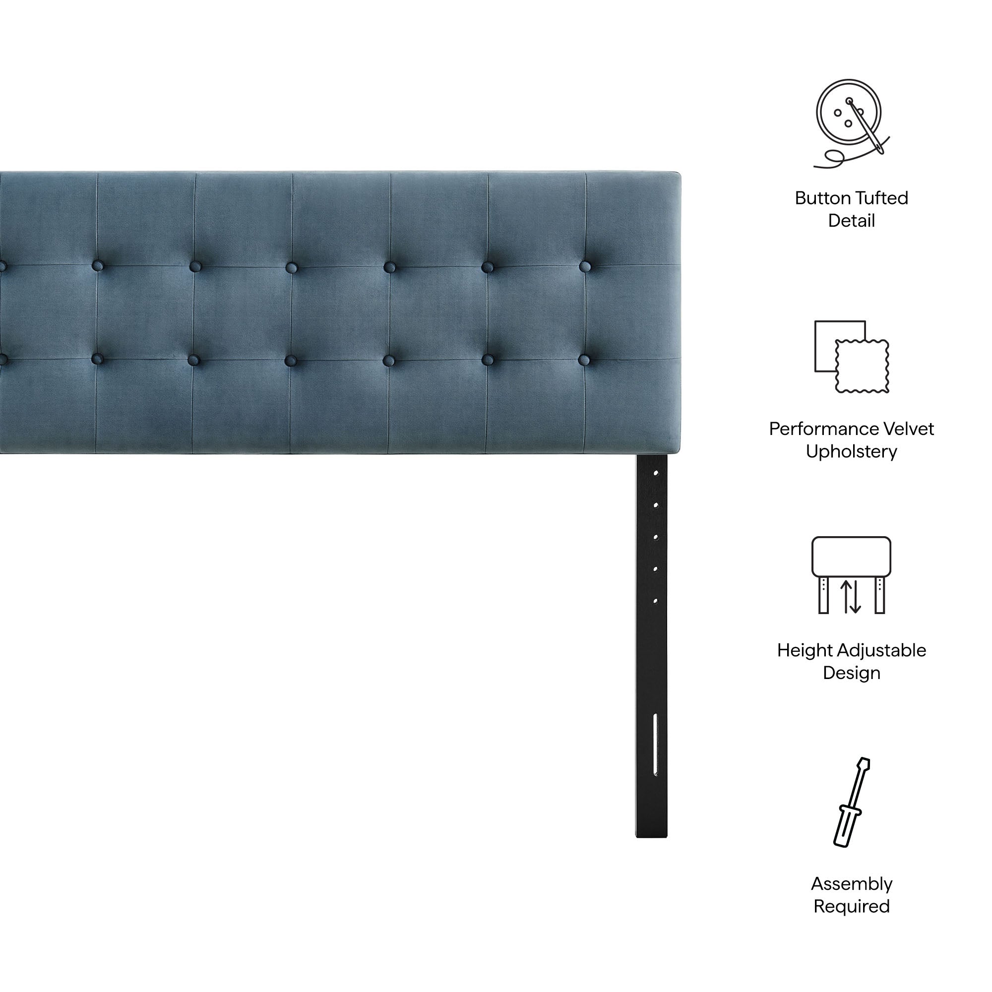 Modway MOD-7286 Emily Stain-Resistant Performance Velvet King Size Headboard
