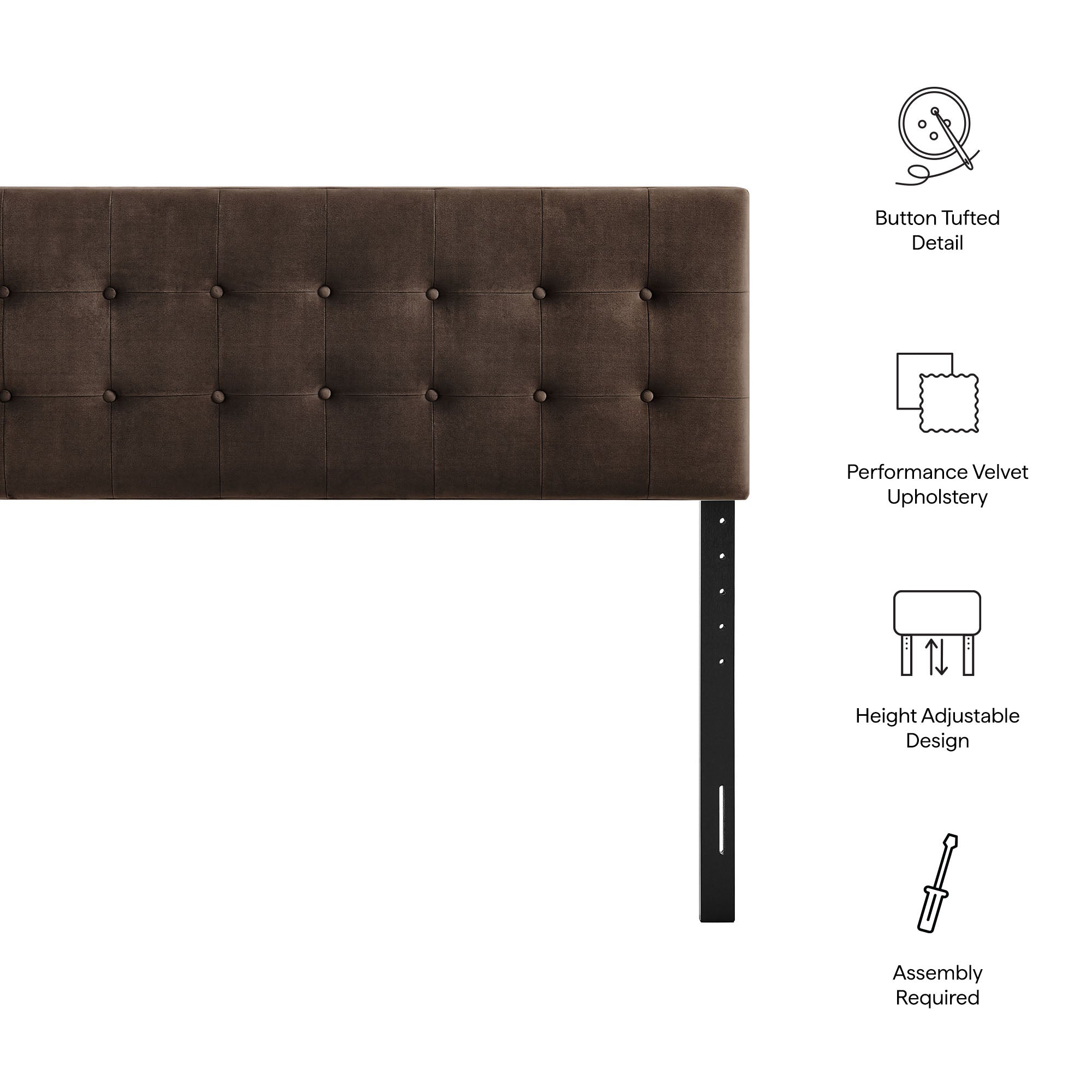 Modway MOD-7286 Emily Stain-Resistant Performance Velvet King Size Headboard