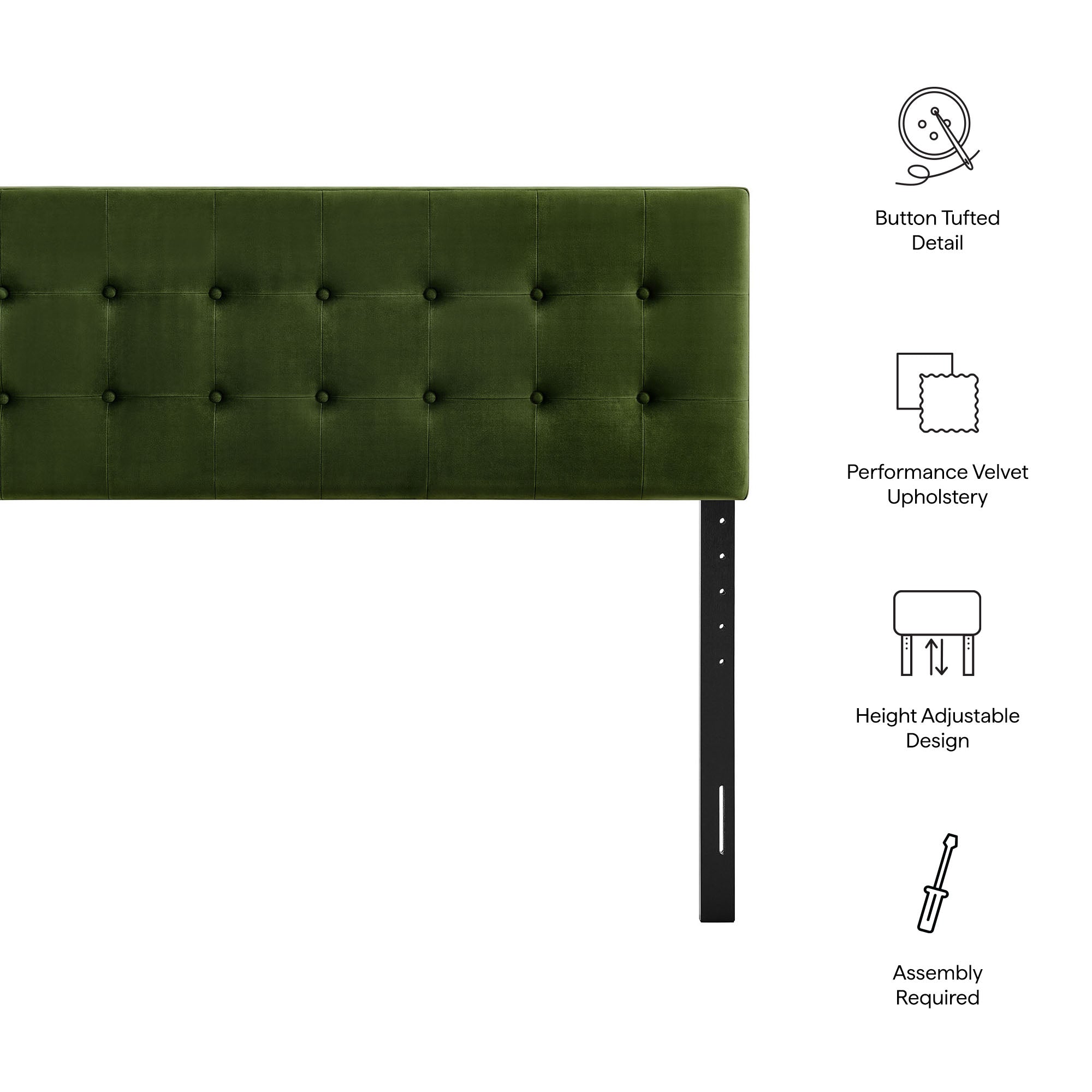 Modway MOD-7286 Emily Stain-Resistant Performance Velvet King Size Headboard