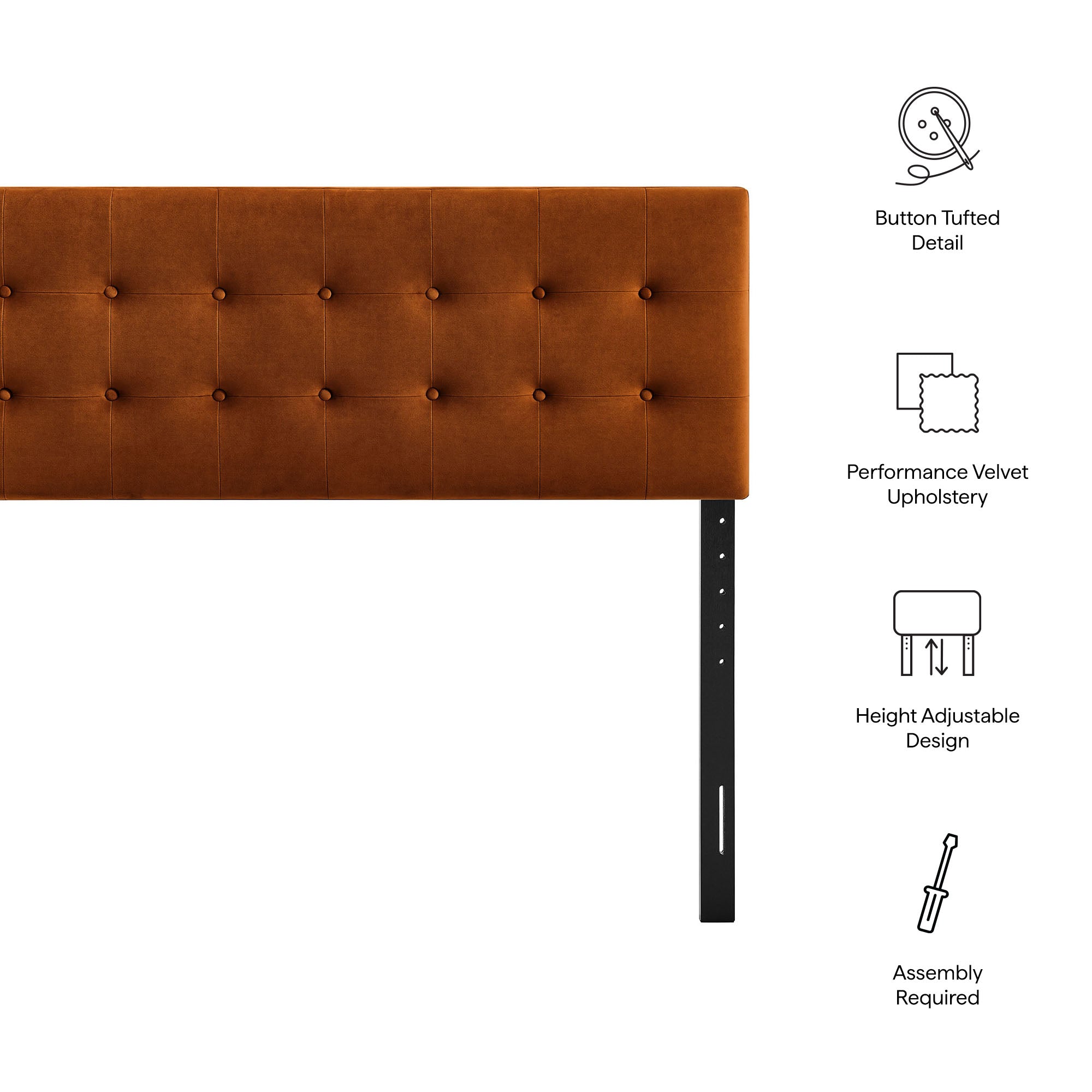 Modway MOD-7286 Emily Stain-Resistant Performance Velvet King Size Headboard