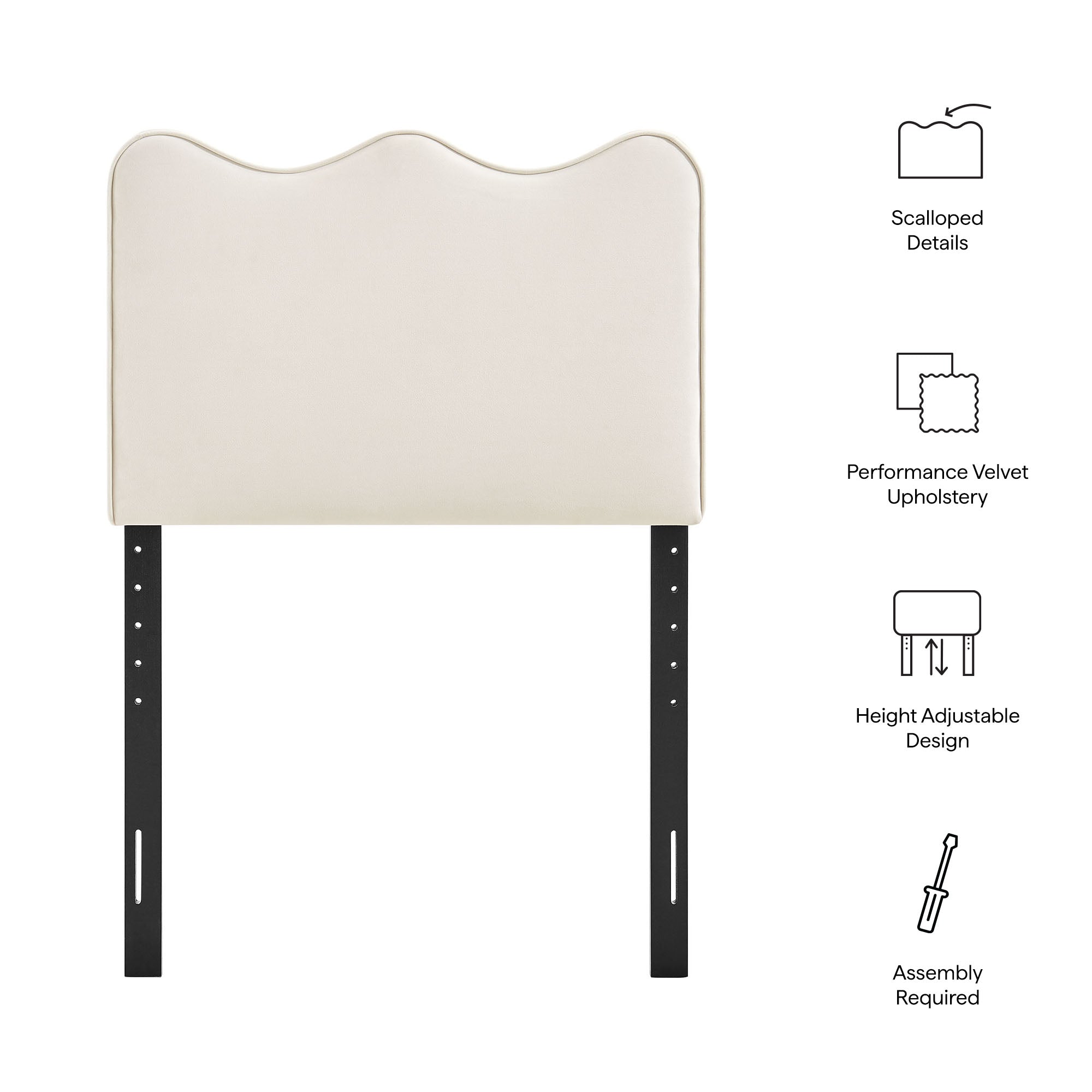 Modway MOD-7288 Athena Stain-Resistant Performance Velvet Twin Size Headboard