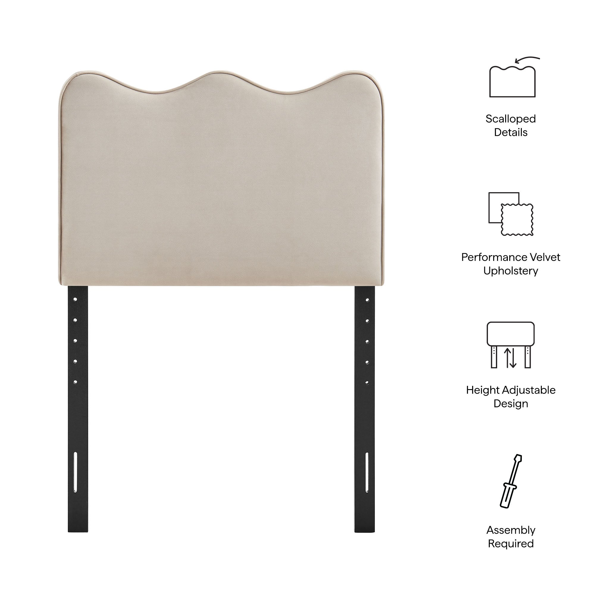 Modway MOD-7288 Athena Stain-Resistant Performance Velvet Twin Size Headboard