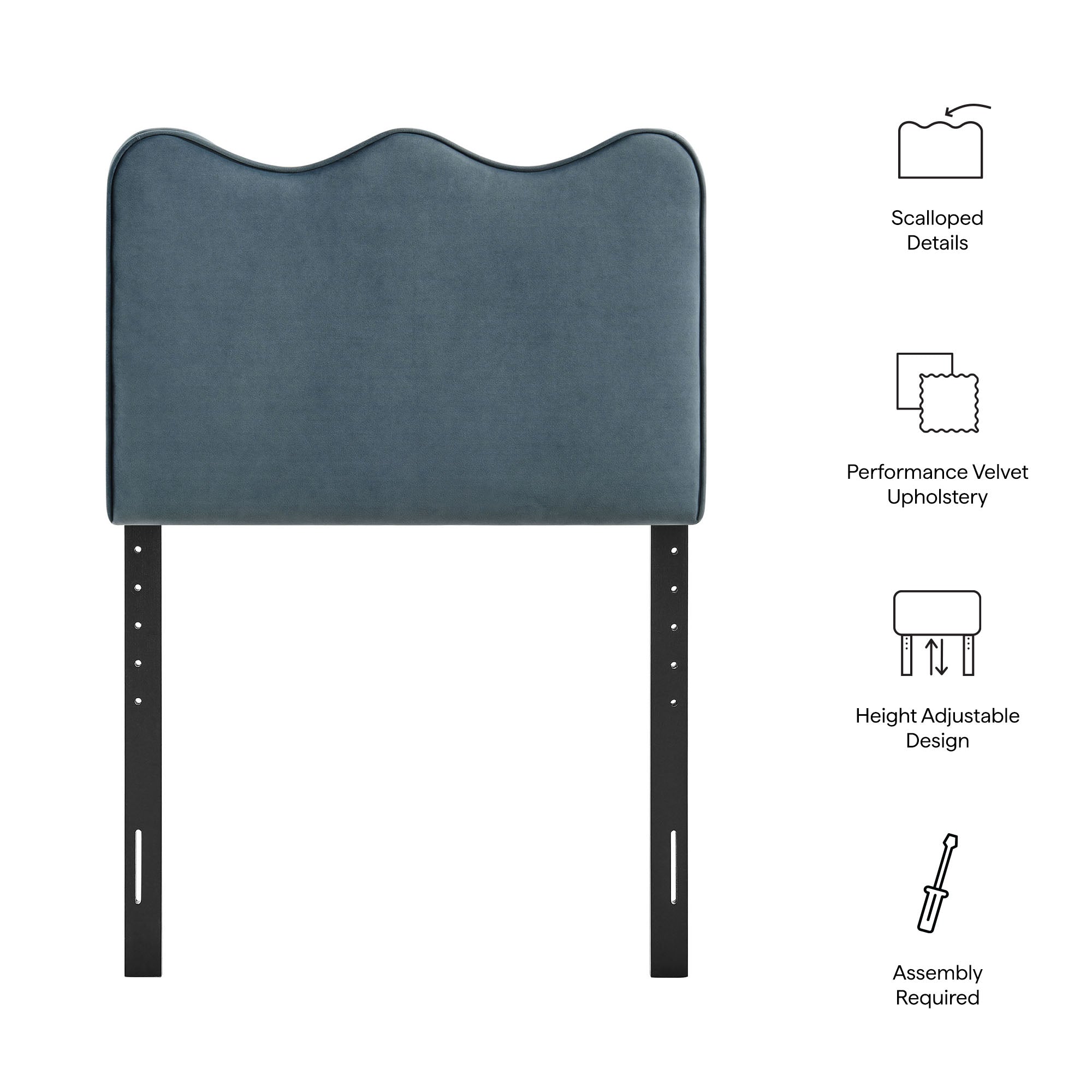 Modway MOD-7288 Athena Stain-Resistant Performance Velvet Twin Size Headboard