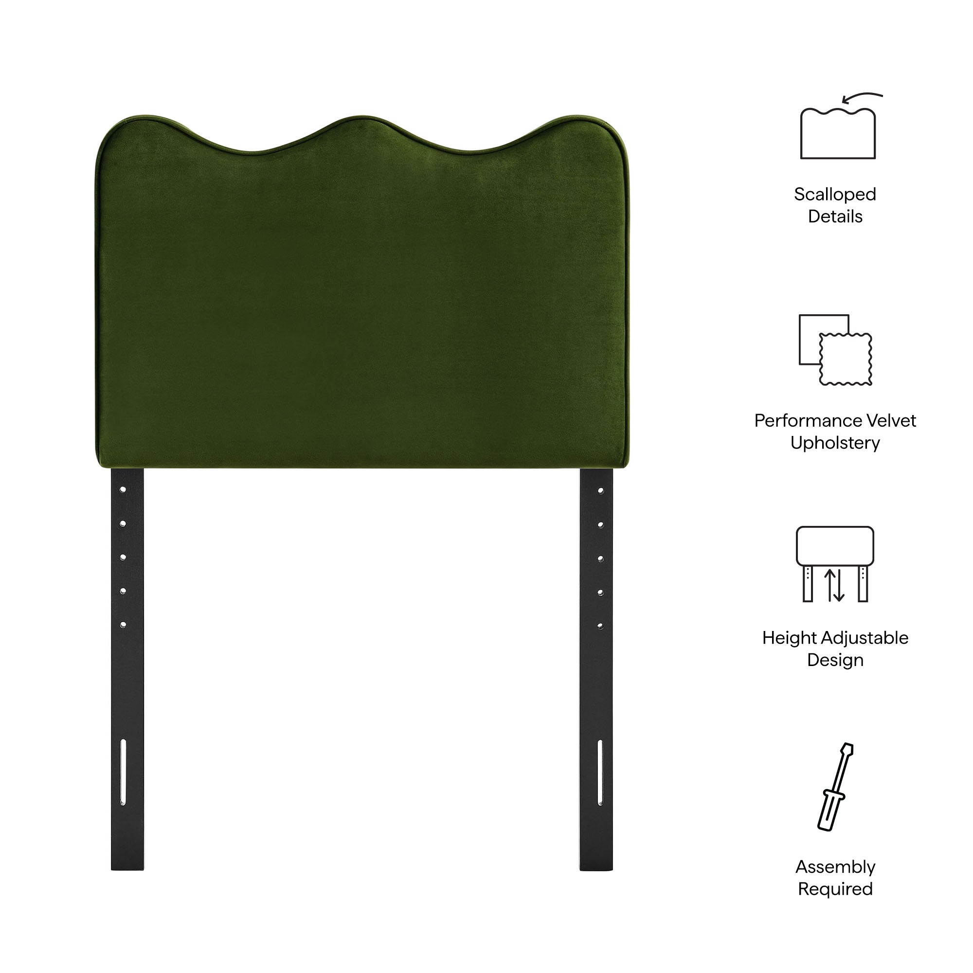 Modway MOD-7288 Athena Stain-Resistant Performance Velvet Twin Size Headboard
