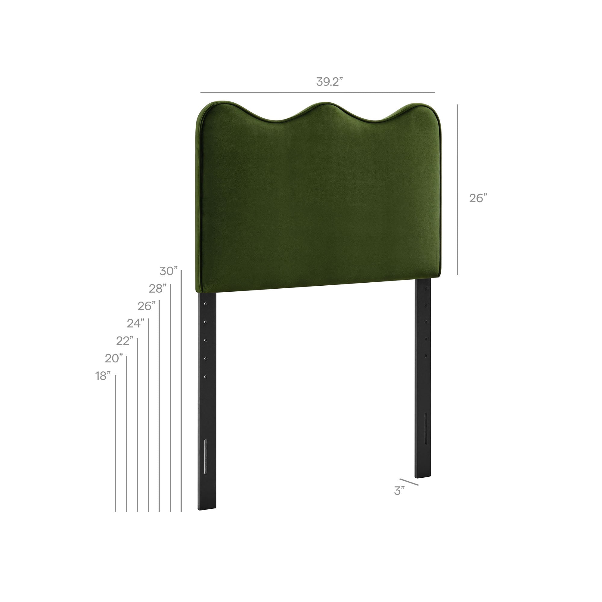 Modway MOD-7288 Athena Stain-Resistant Performance Velvet Twin Size Headboard