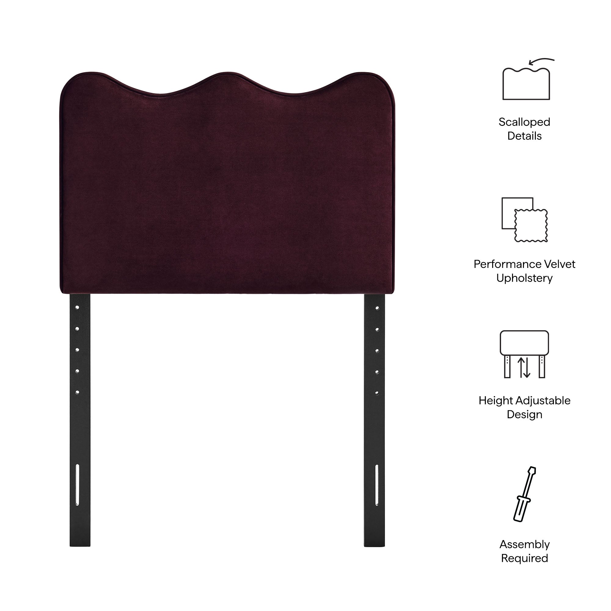 Modway MOD-7288 Athena Stain-Resistant Performance Velvet Twin Size Headboard