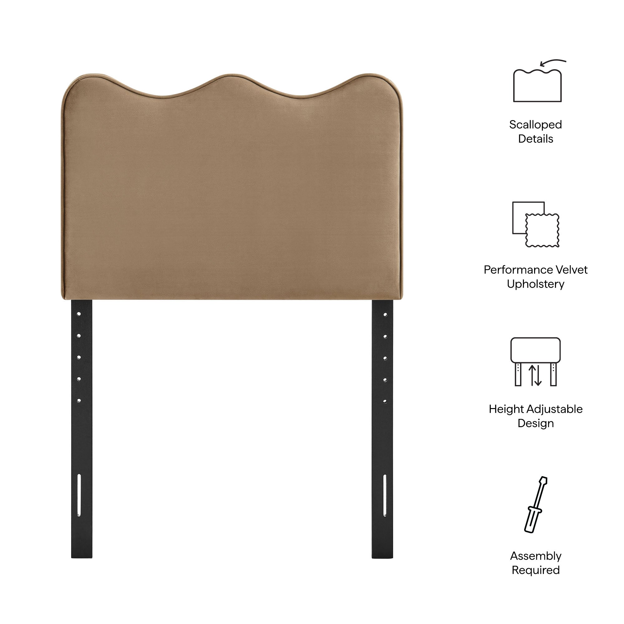 Modway MOD-7288 Athena Stain-Resistant Performance Velvet Twin Size Headboard