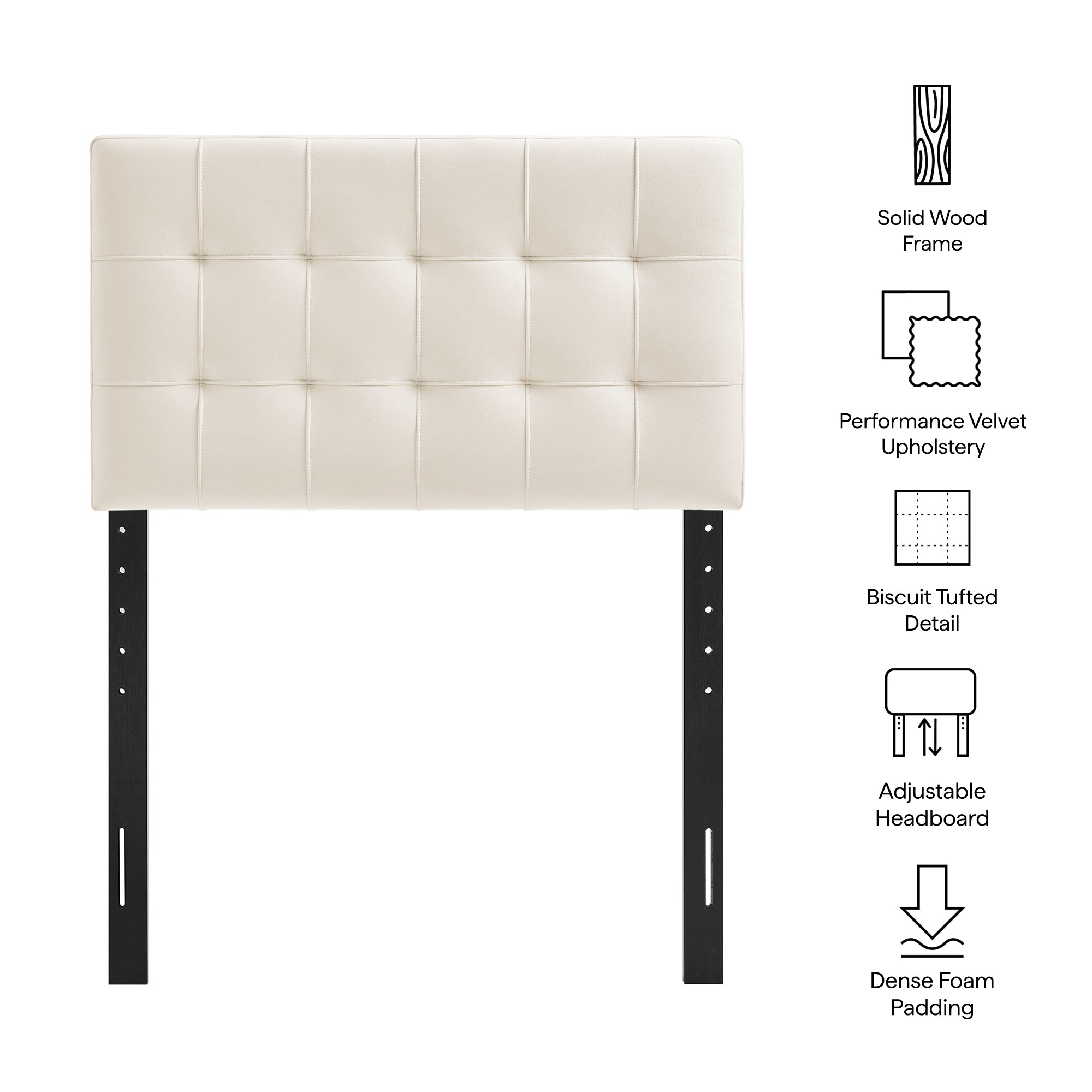 Modway MOD-7289 Lily Stain-Resistant Performance Velvet Twin Size Headboard