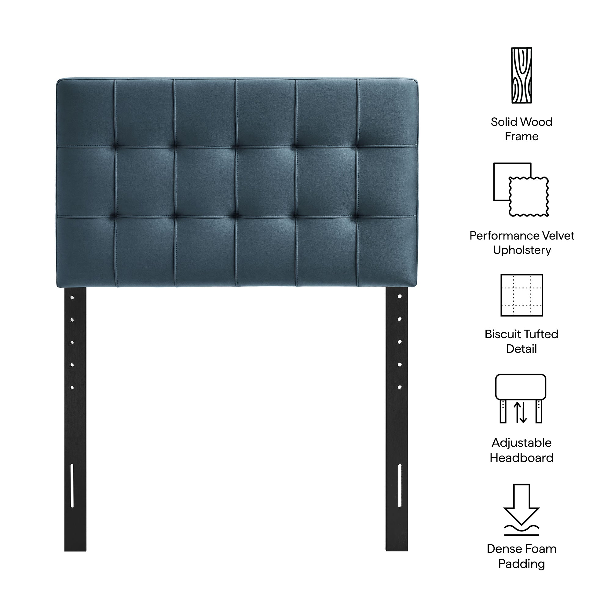 Modway MOD-7289 Lily Stain-Resistant Performance Velvet Twin Size Headboard