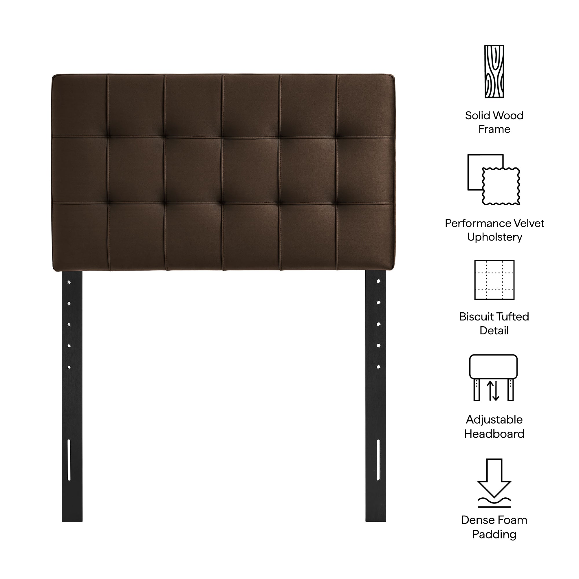 Modway MOD-7289 Lily Stain-Resistant Performance Velvet Twin Size Headboard