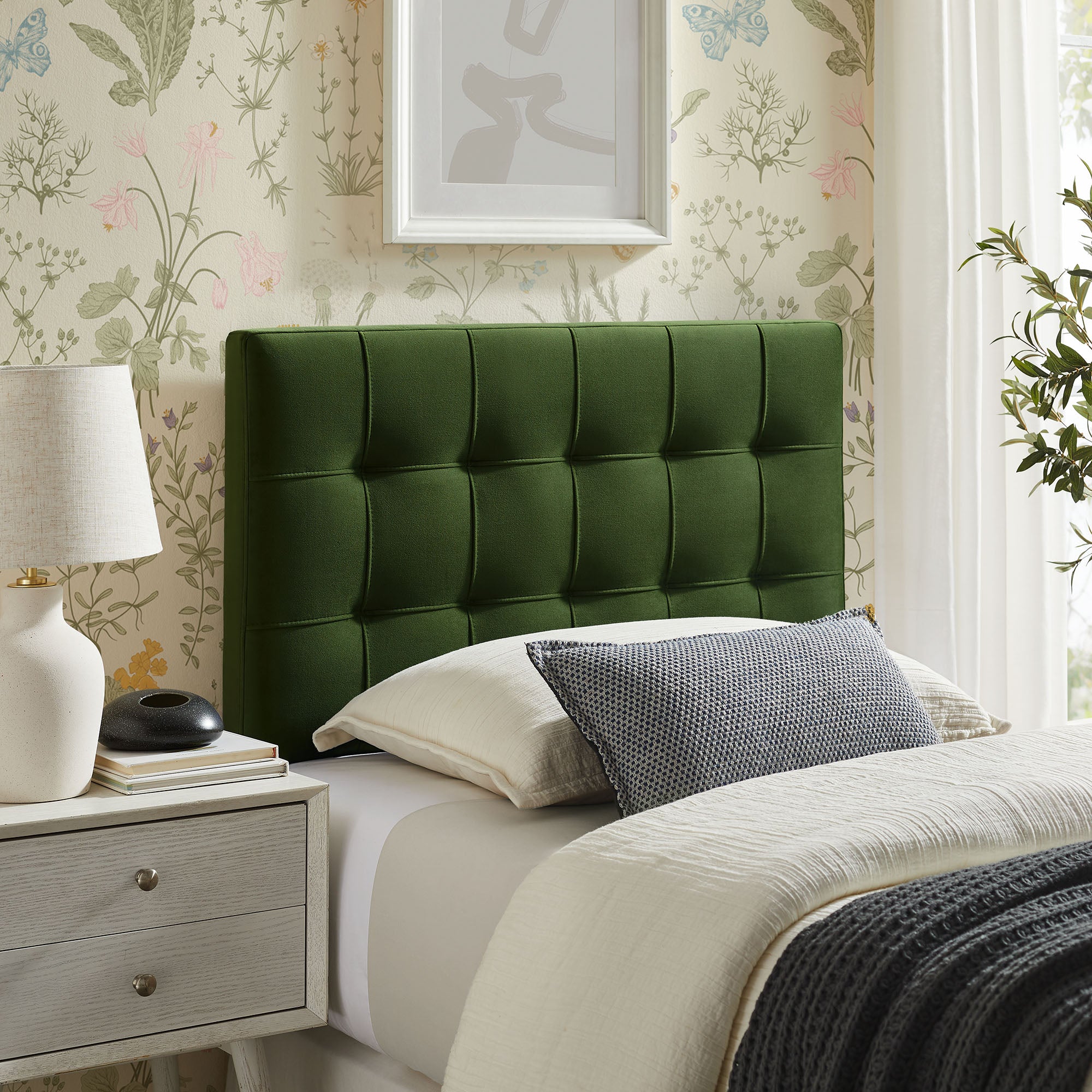 Modway MOD-7289 Lily Stain-Resistant Performance Velvet Twin Size Headboard