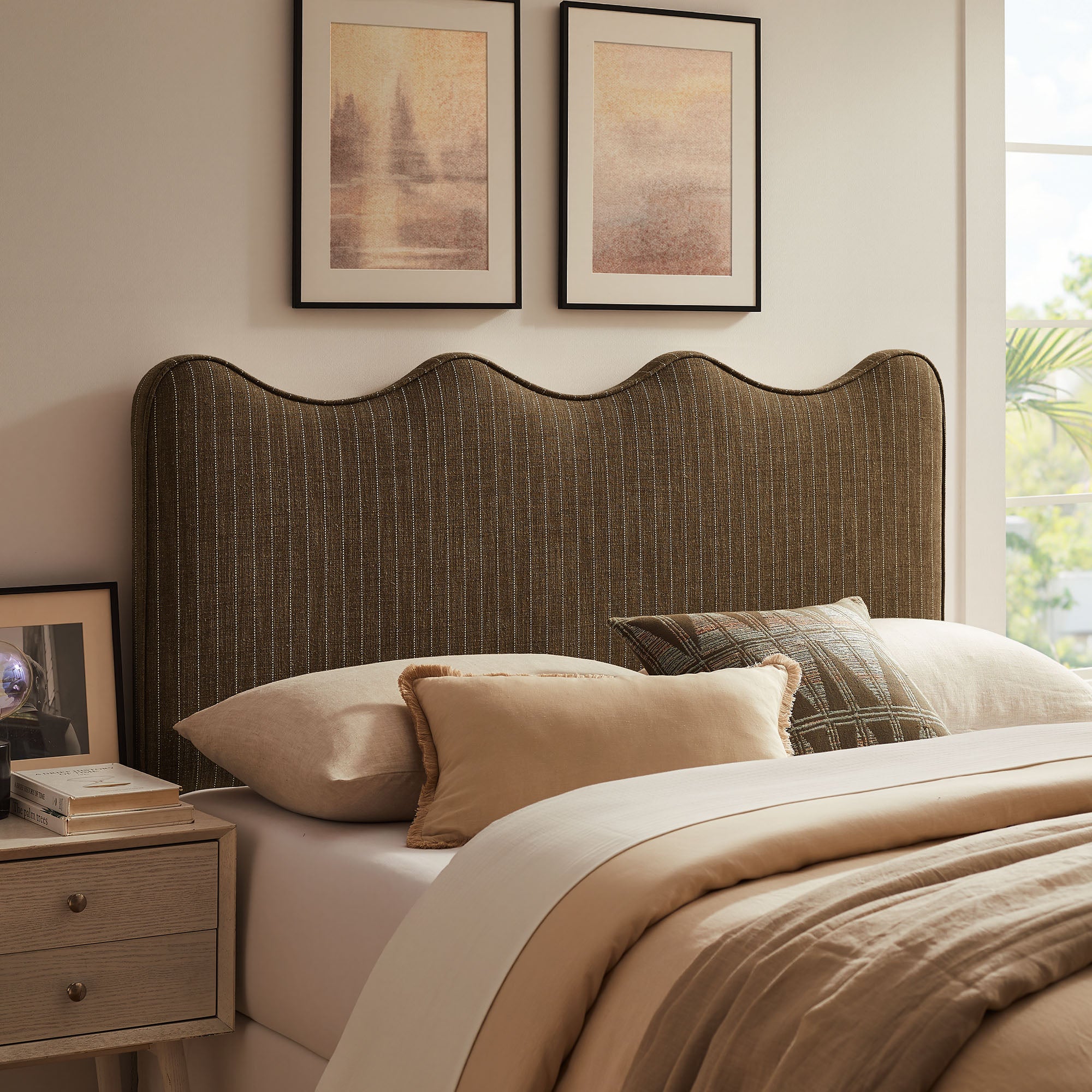 Modway MOD-7296 Athena Striped Fabric Upholstered King Size Headboard