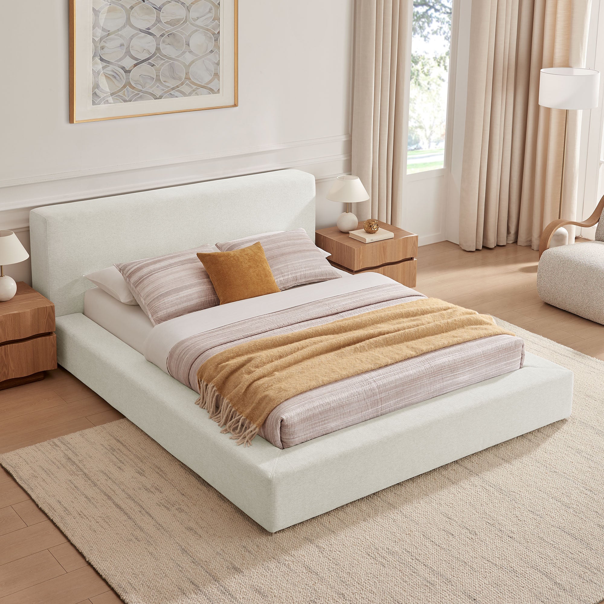 Modway Luma Chenille Upholstered Queen Platform Bed Frame