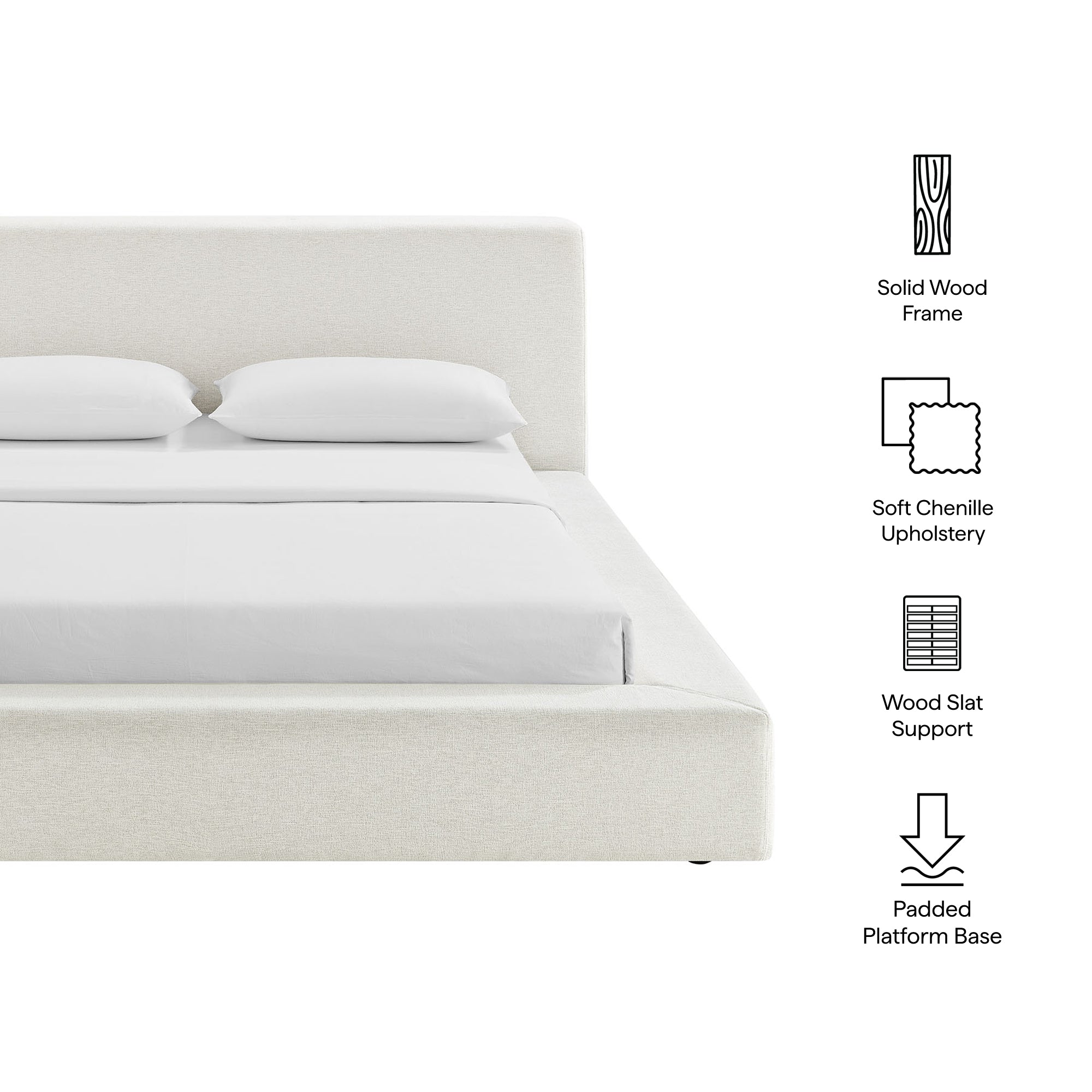 Modway Luma Chenille Upholstered Queen Platform Bed Frame
