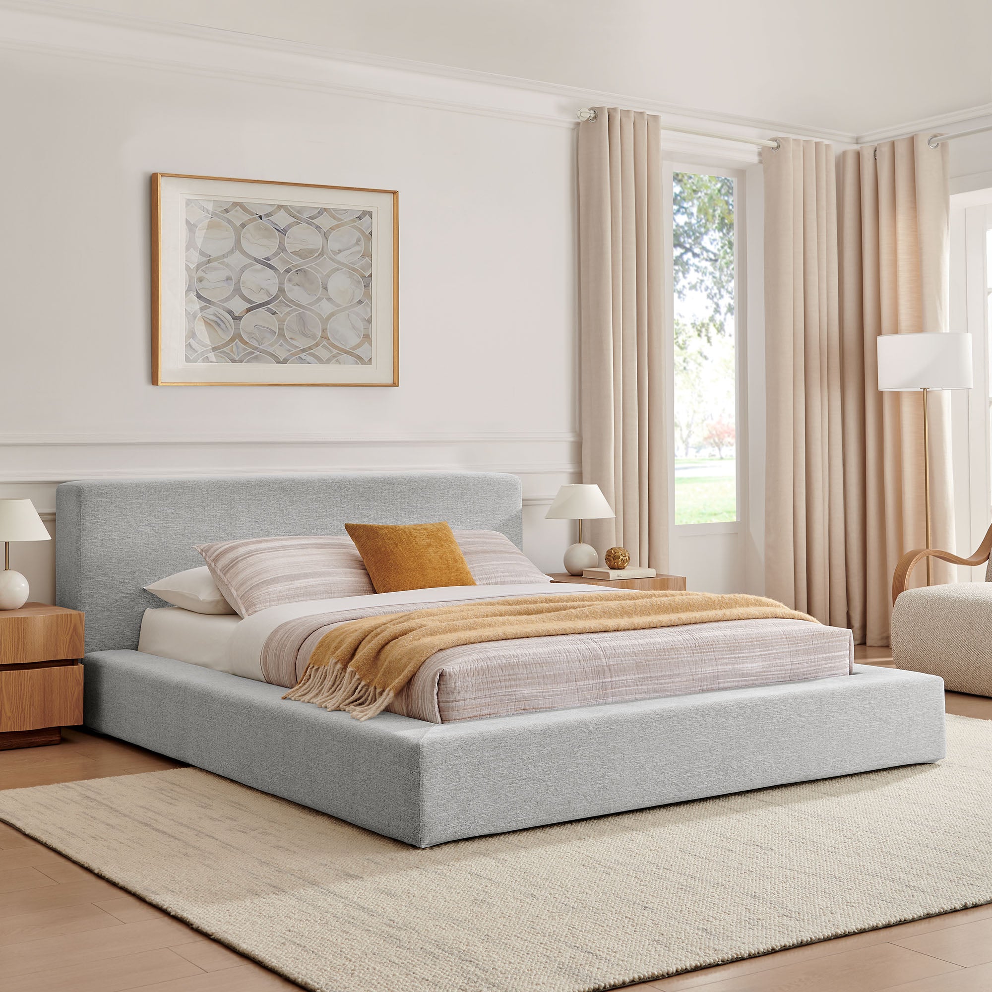 Modway MOD-7305 Luma Chenille Upholstered Queen Platform Bed Frame