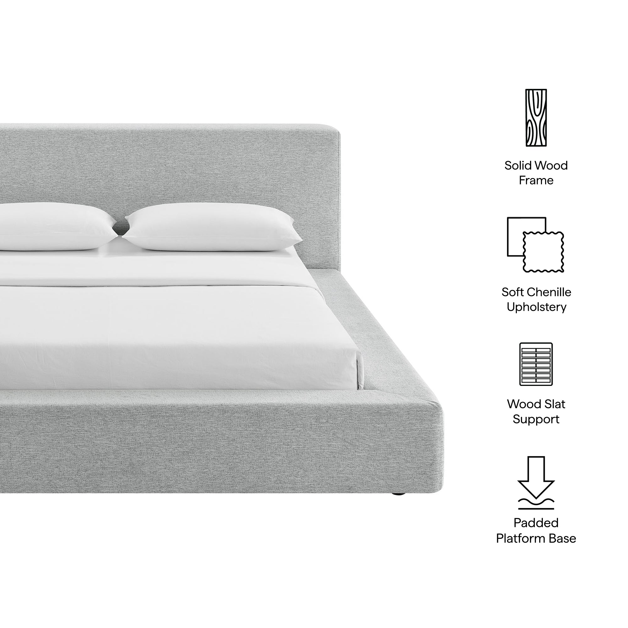 Modway MOD-7305 Luma Chenille Upholstered Queen Platform Bed Frame