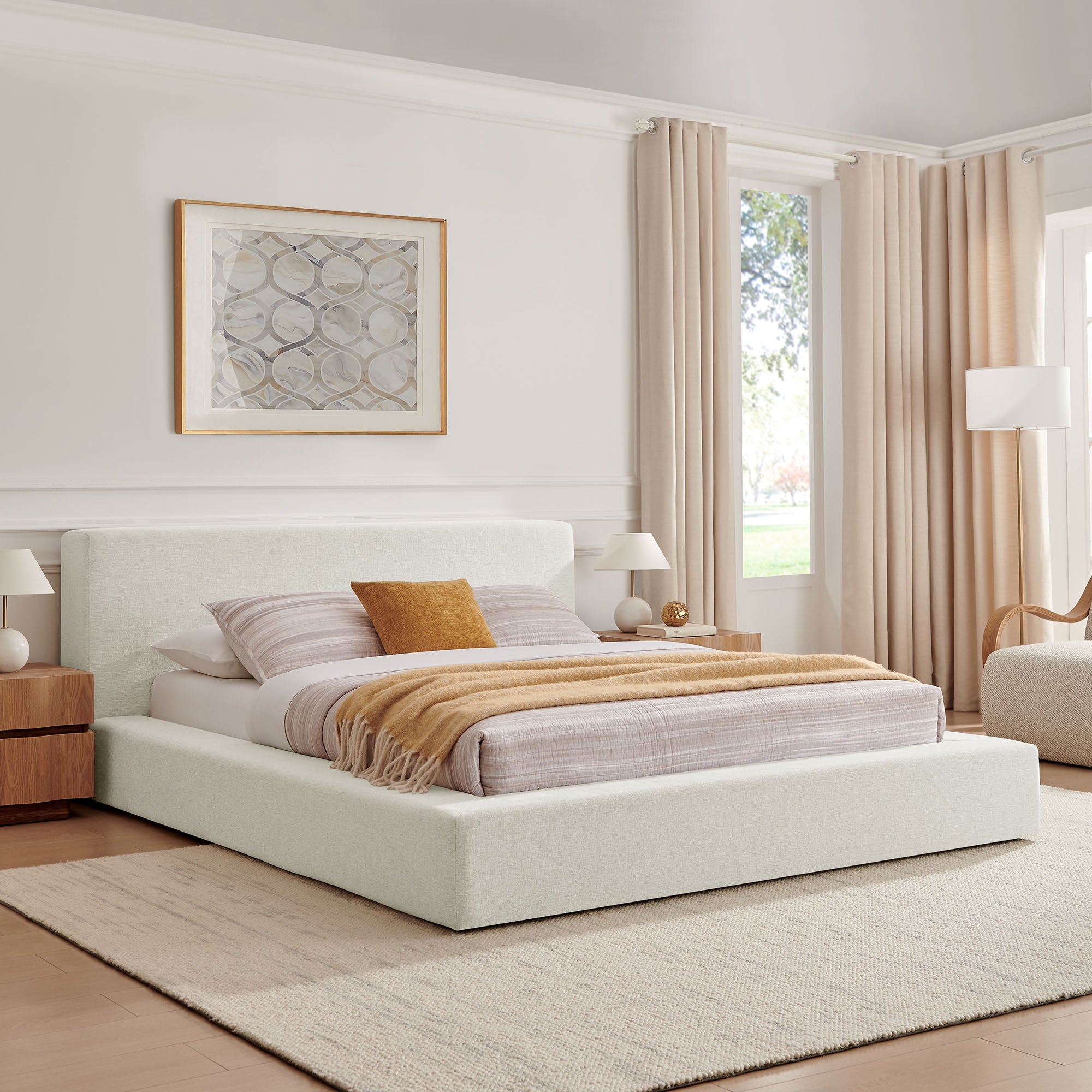 Modway MOD-7306 Luma Chenille Upholstered King Platform Bed Frame
