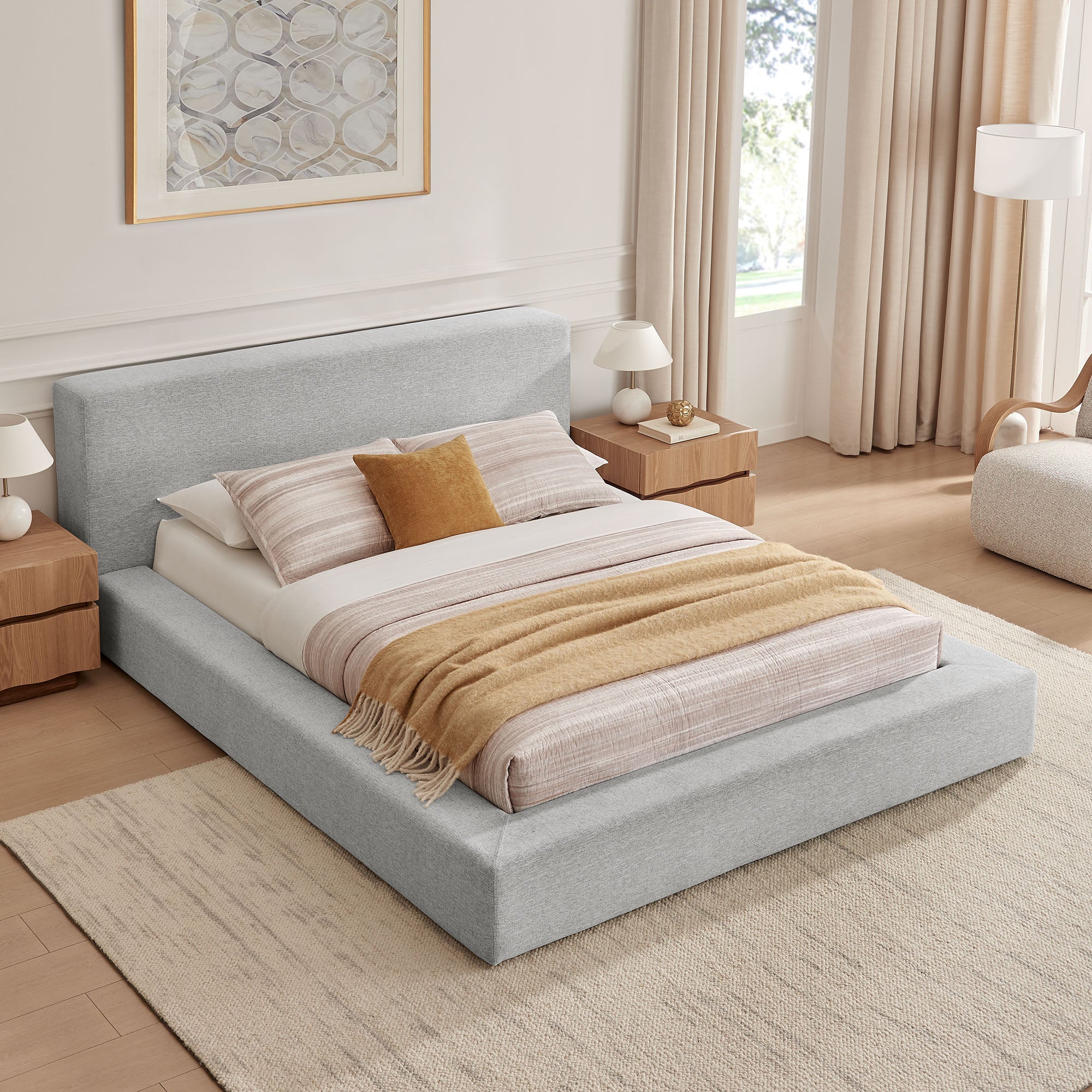 Modway Luma Chenille Upholstered King Platform Bed Frame