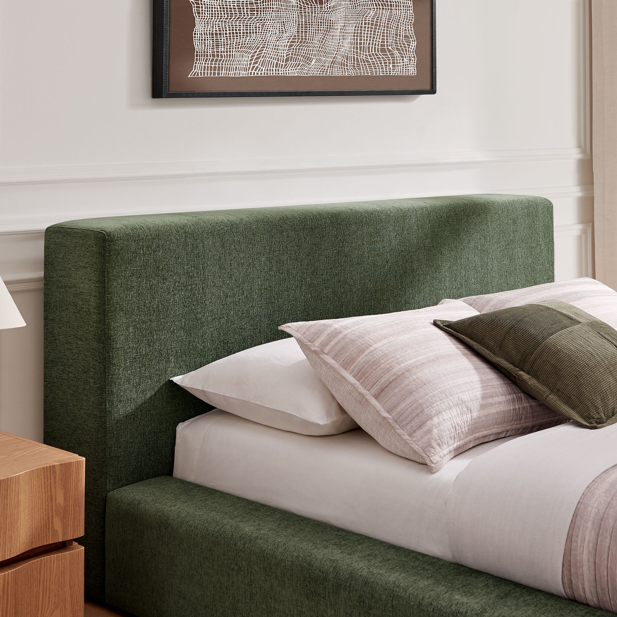 Modway MOD-7307 Luma Chenille Upholstered Queen Platform Bed Frame