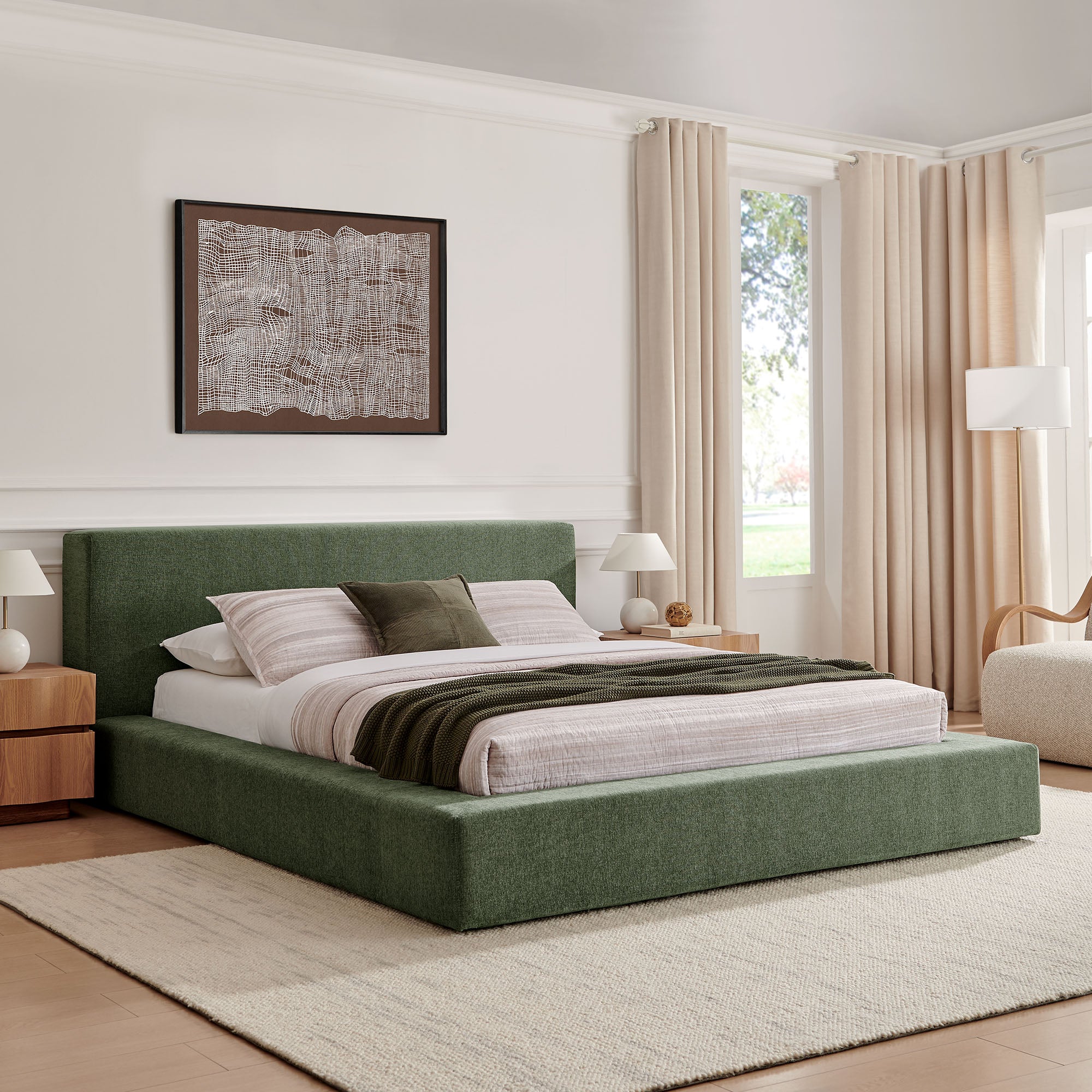 Modway MOD-7307 Luma Chenille Upholstered Queen Platform Bed Frame