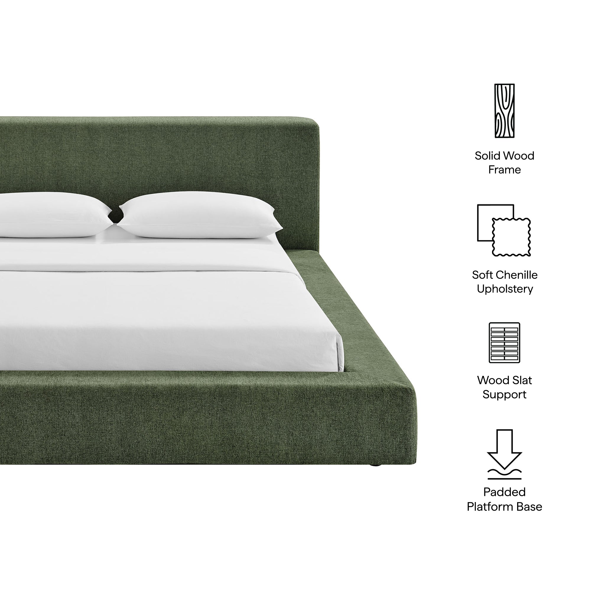 Modway MOD-7307 Luma Chenille Upholstered Queen Platform Bed Frame