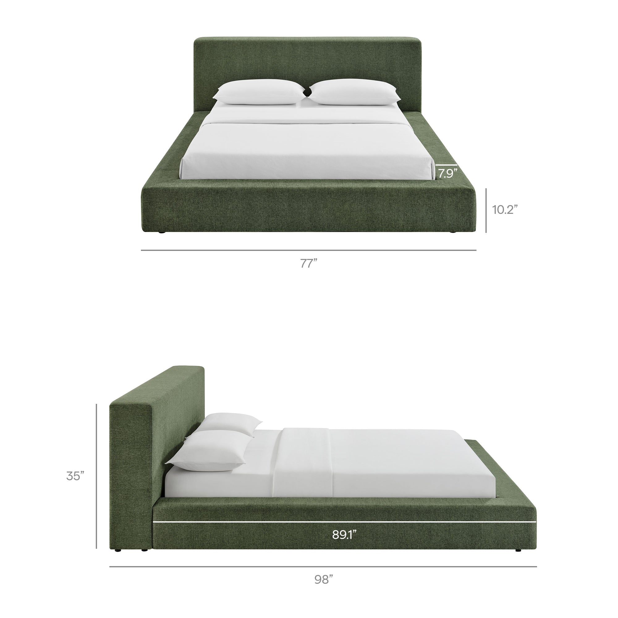 Modway MOD-7307 Luma Chenille Upholstered Queen Platform Bed Frame