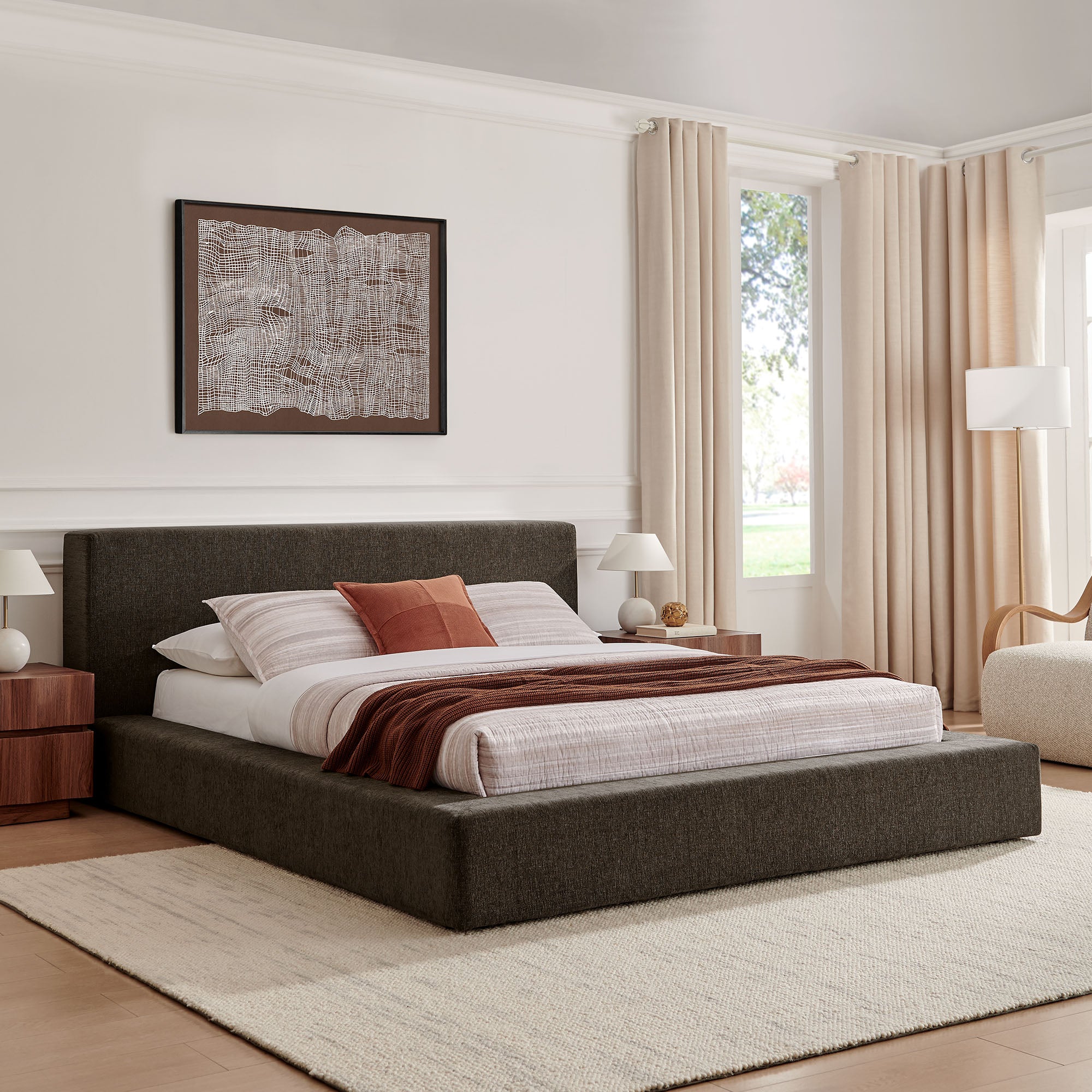 Modway Luma Chenille Upholstered Queen Platform Bed Frame