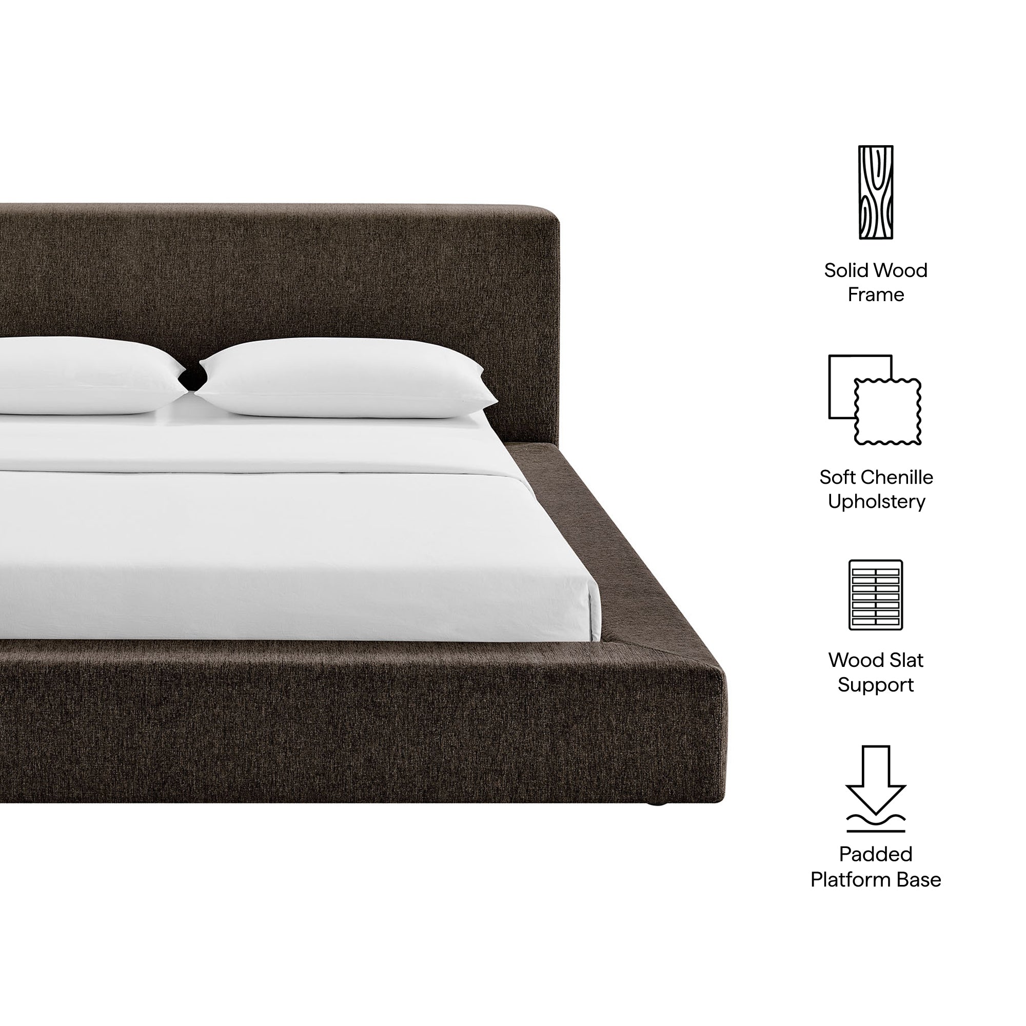 Modway Luma Chenille Upholstered Queen Platform Bed Frame