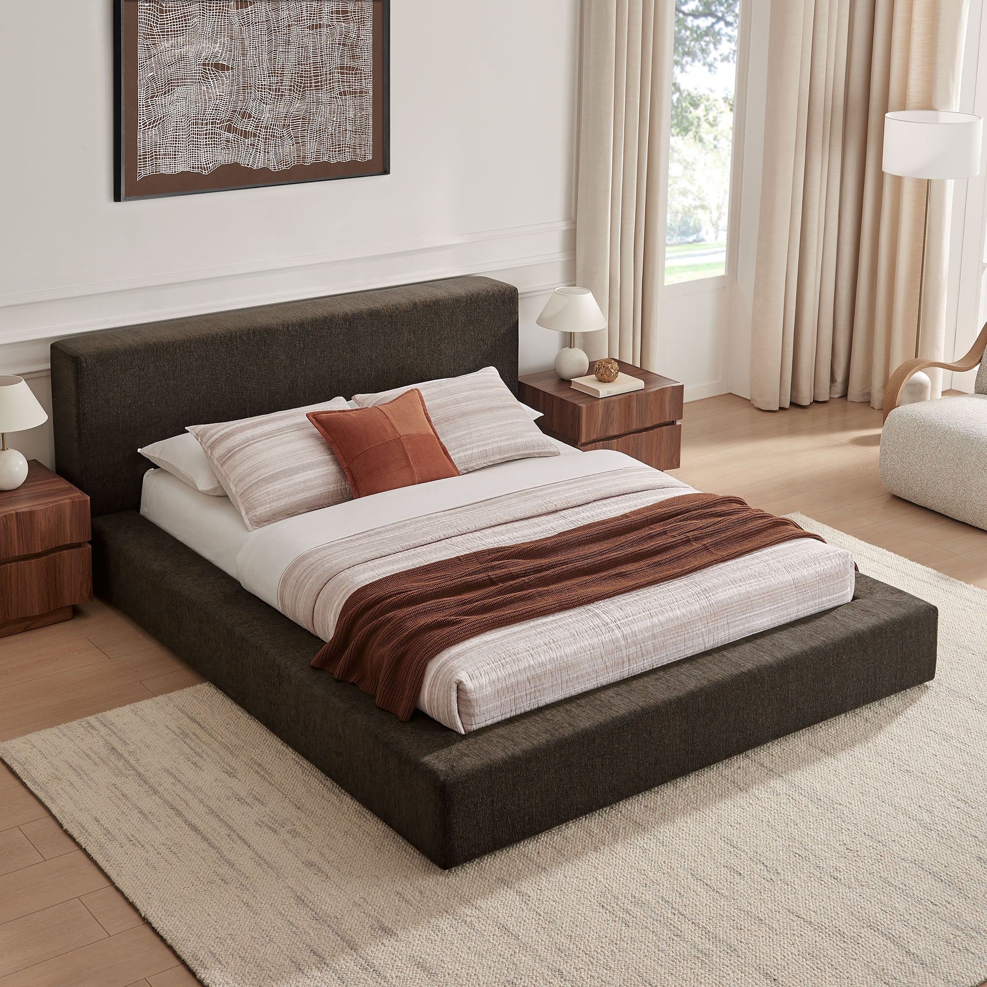 Modway Luma Chenille Upholstered King Platform Bed Frame