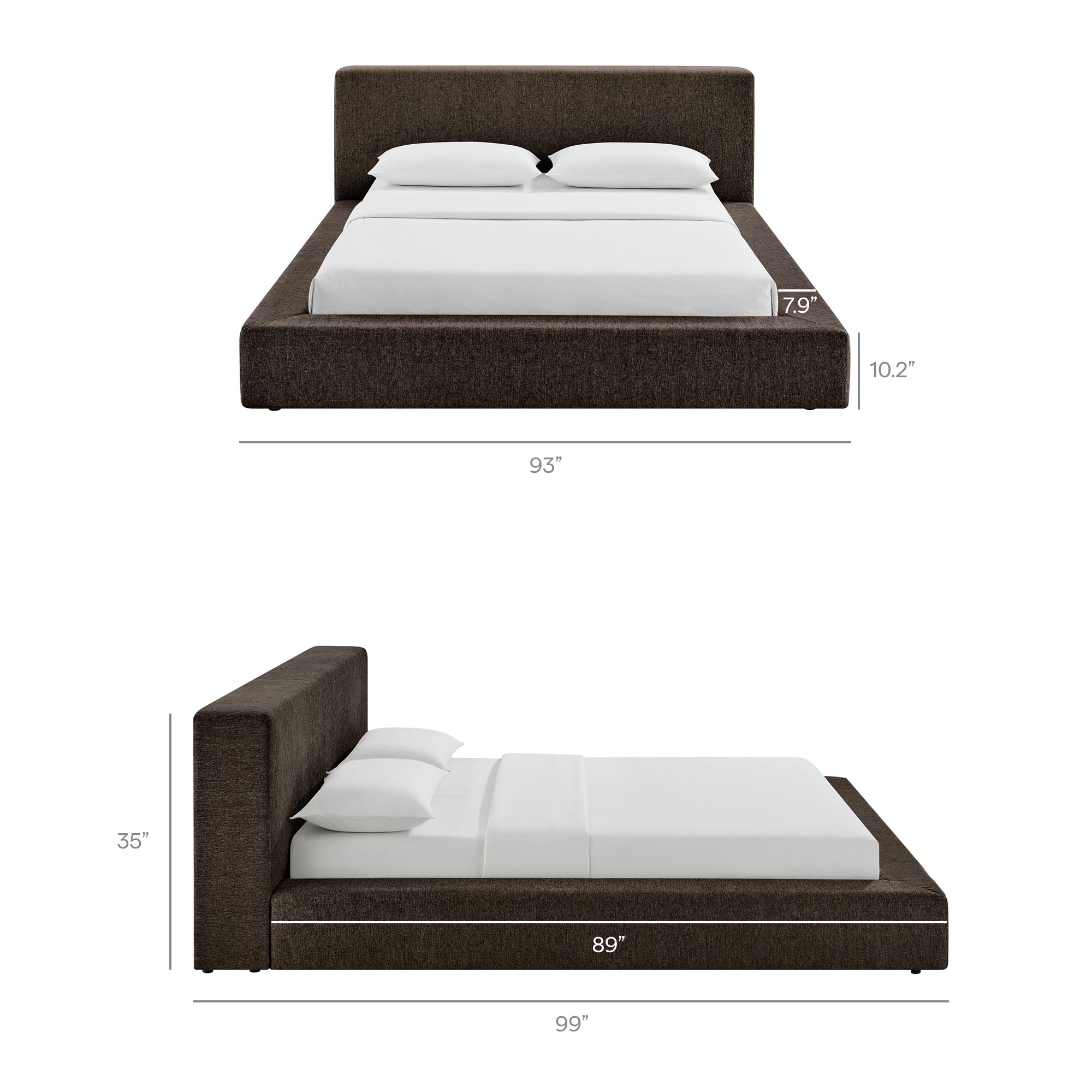 Modway MOD-7308 Luma Chenille Upholstered King Platform Bed Frame