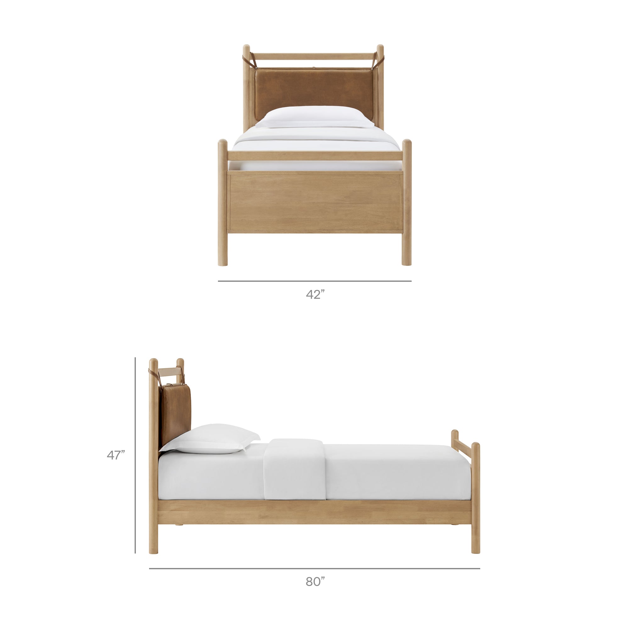 Modway MOD-7310 Leni Twin Size Vegan Leather and Wood Platform Bed Frame