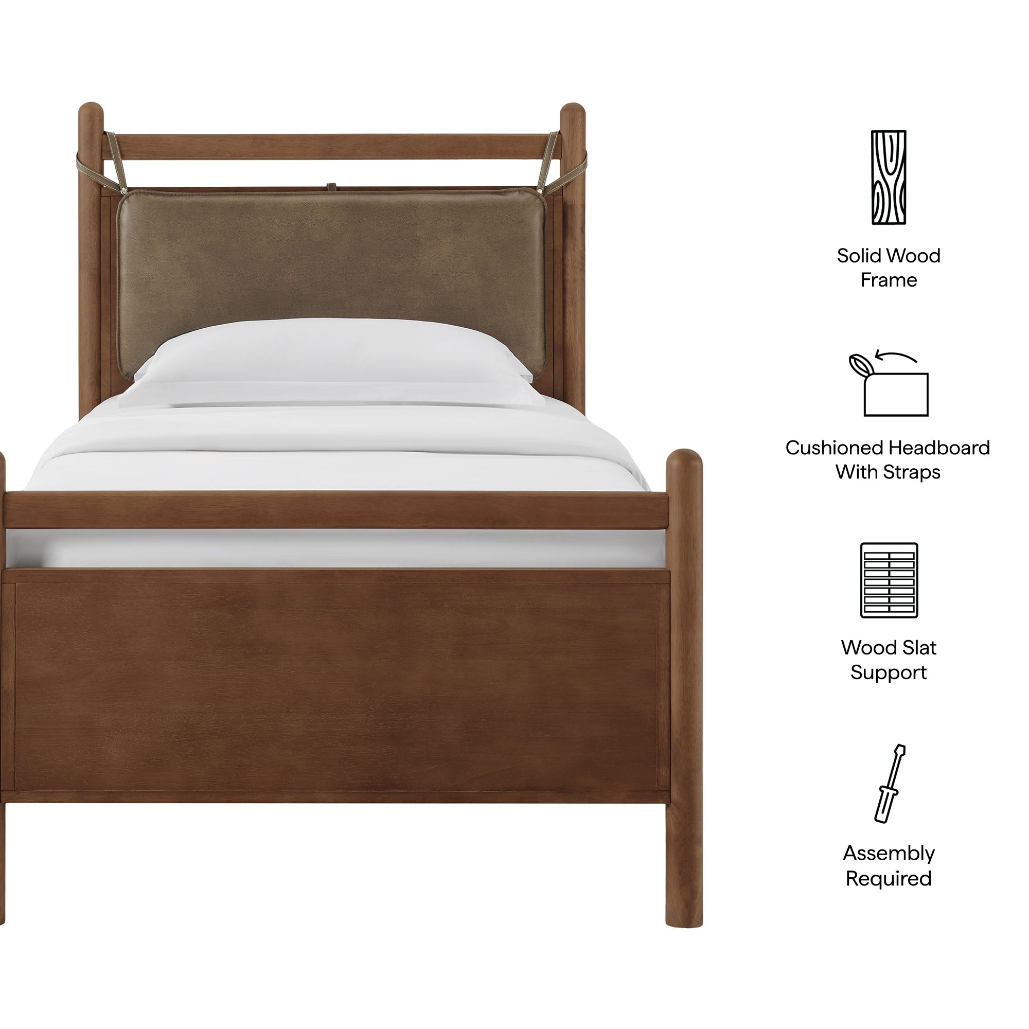 Modway MOD-7310 Leni Twin Size Vegan Leather and Wood Platform Bed Frame