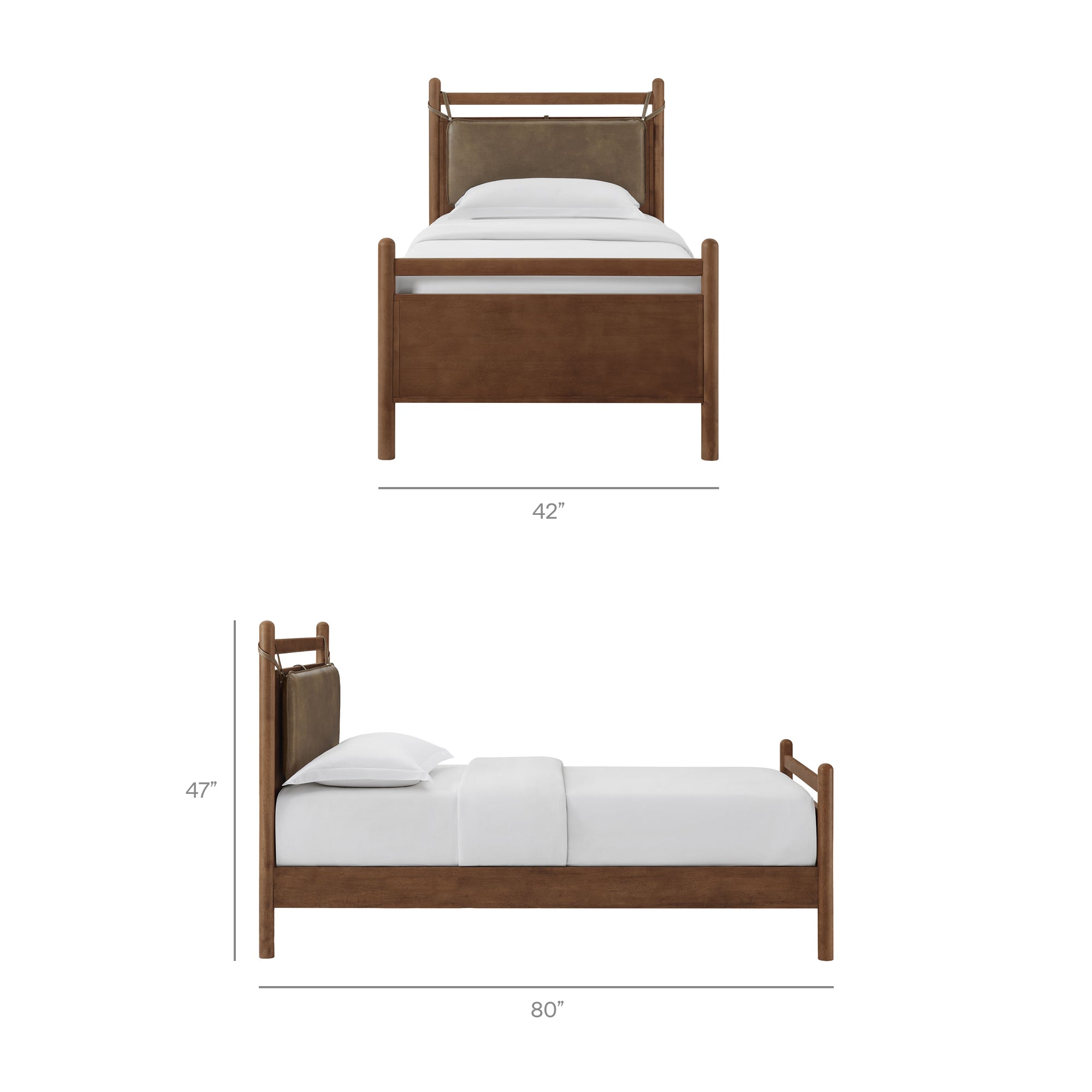 Modway MOD-7310 Leni Twin Size Vegan Leather and Wood Platform Bed Frame