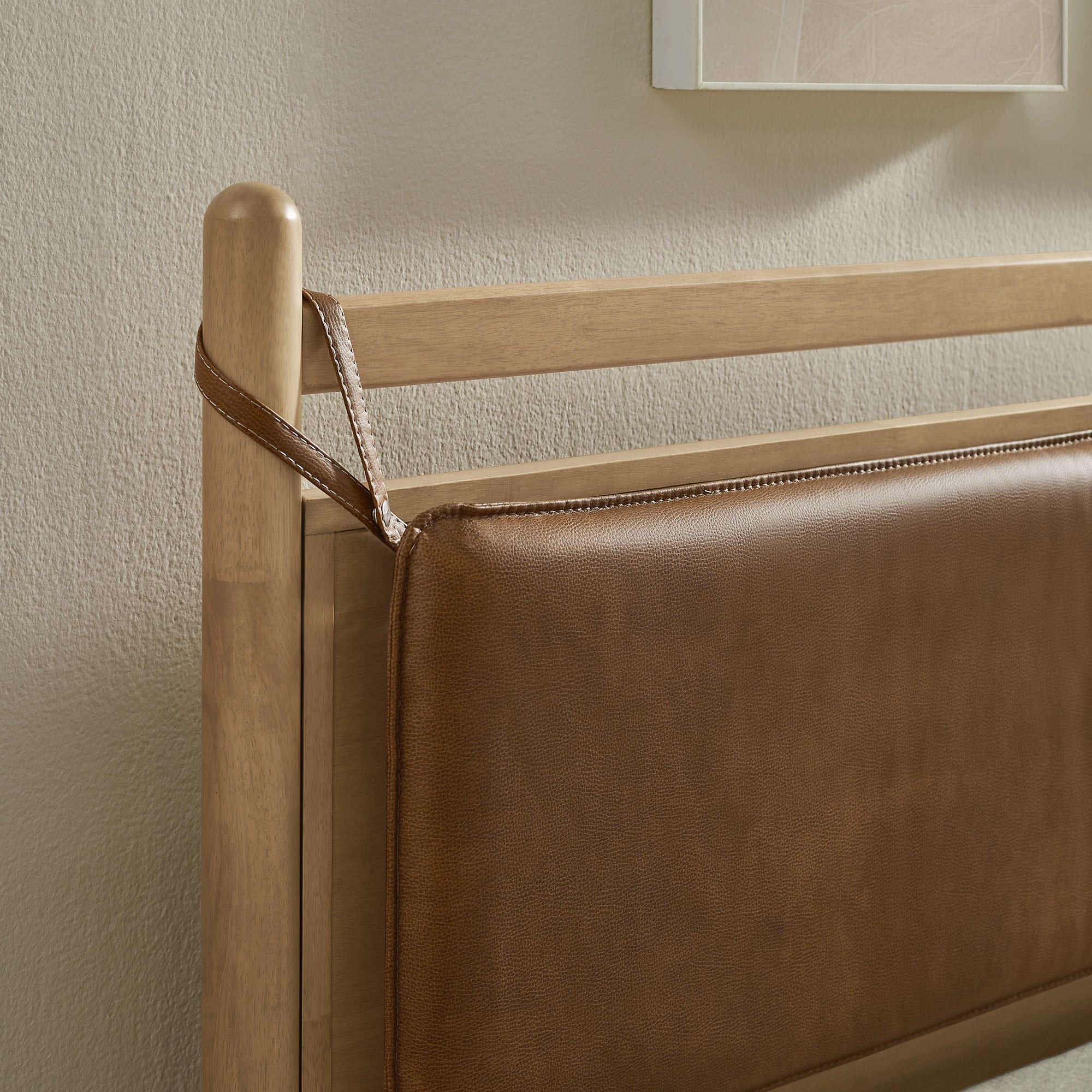 Modway MOD-7316 Leni King Size Vegan Leather and Wood Platform Bed Frame