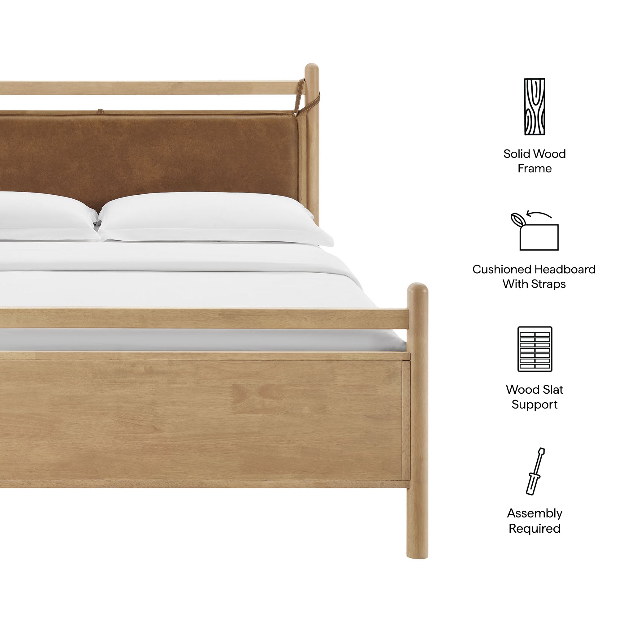 Modway MOD-7316 Leni King Size Vegan Leather and Wood Platform Bed Frame